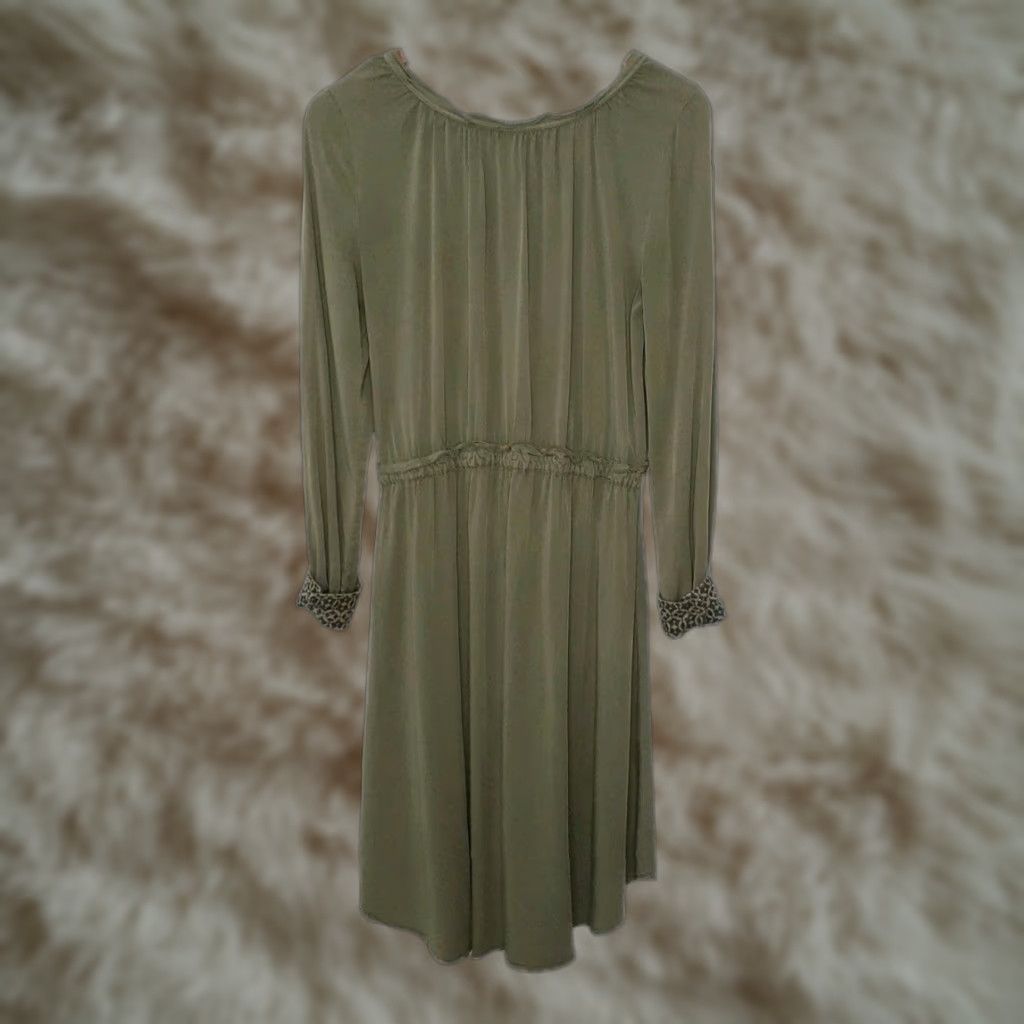 Vintage Holding Horses Shirt Dress Long Sleeve Knee Length Women S Green Rayon Casual Party/Cocktail Size S / US 4 / IT 40 - 1 Thumbnail
