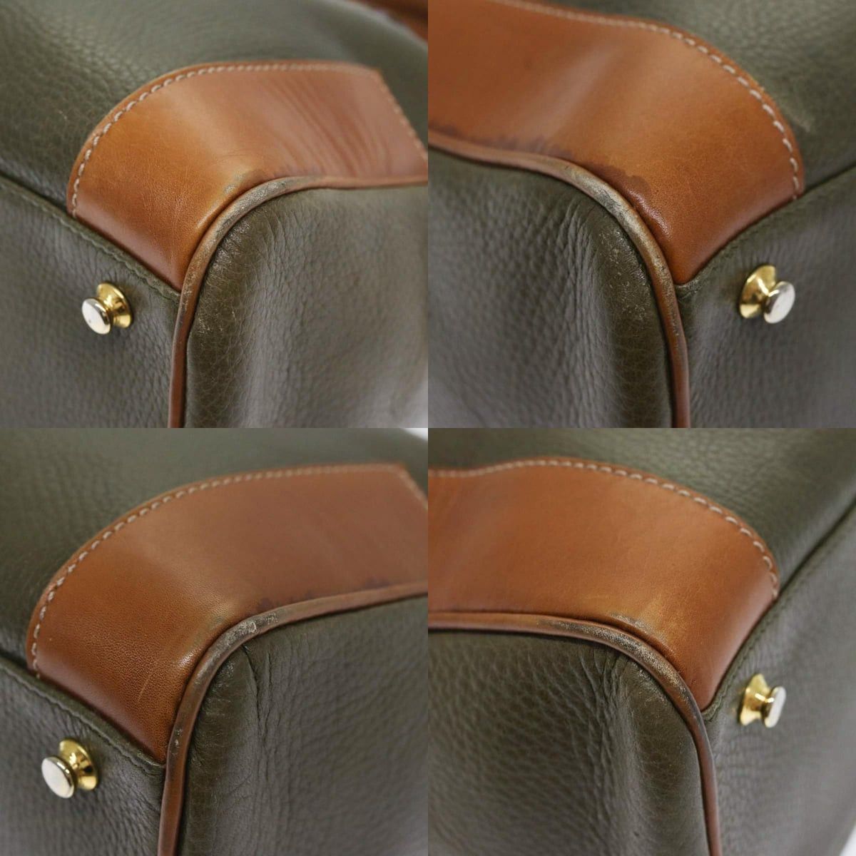 Celine CELINE Boston Bag Leather Khaki Gold Size ONE SIZE - 10 Thumbnail