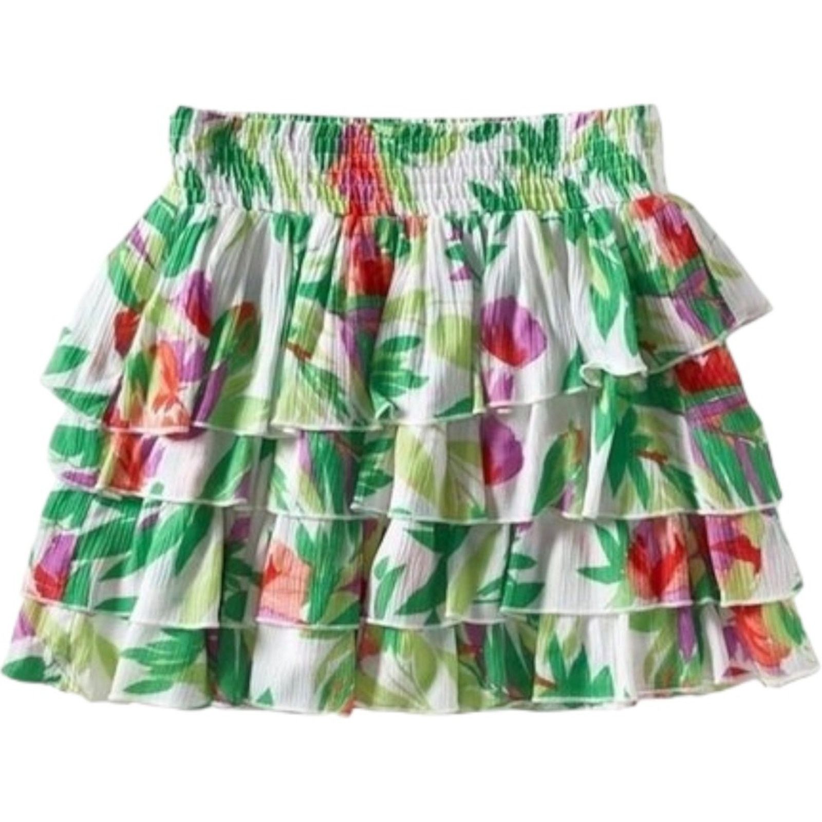 Aeropostale Aeropostle White Floral Ruffled Tiered Mini Skirt, M Size 28" / US 6 / IT 42 - 1 Thumbnail