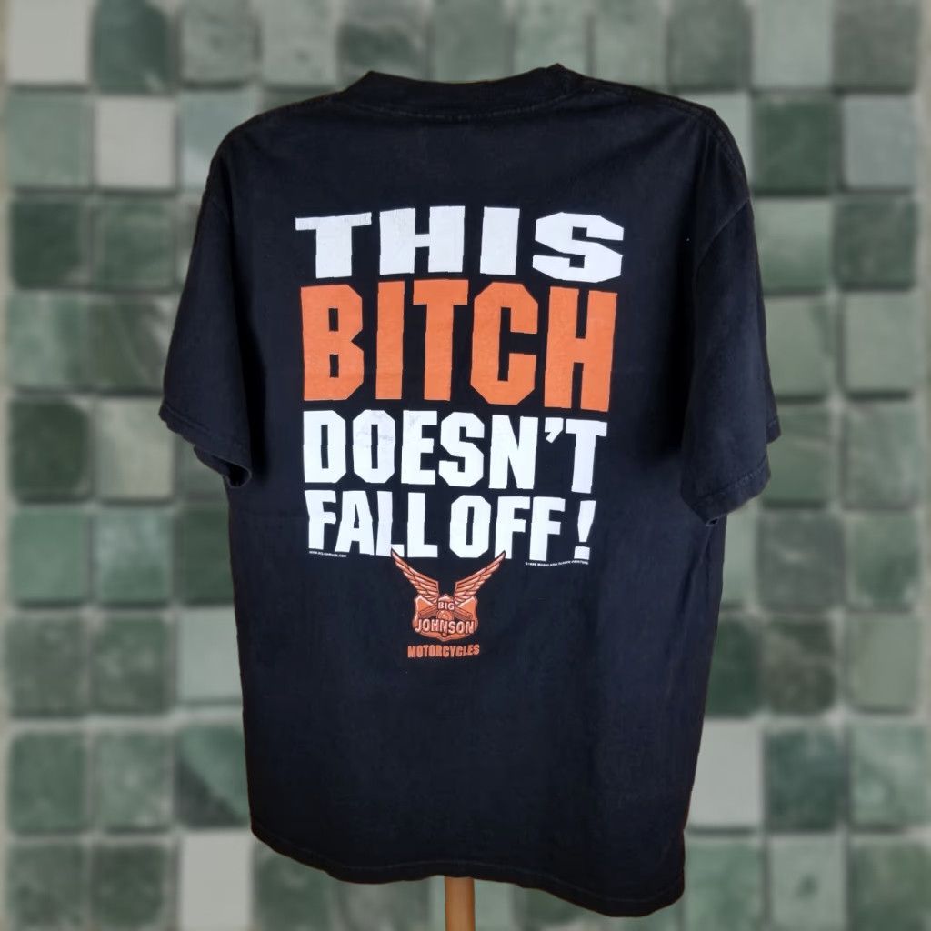 Big John VINTAGE 1999 BIG JOHNSON MOTORCYCLE THIS BITCH DOESN'T FALL OFF BLACK T-SHIRT L Size US L / EU 52-54 / 3 - 1 Thumbnail