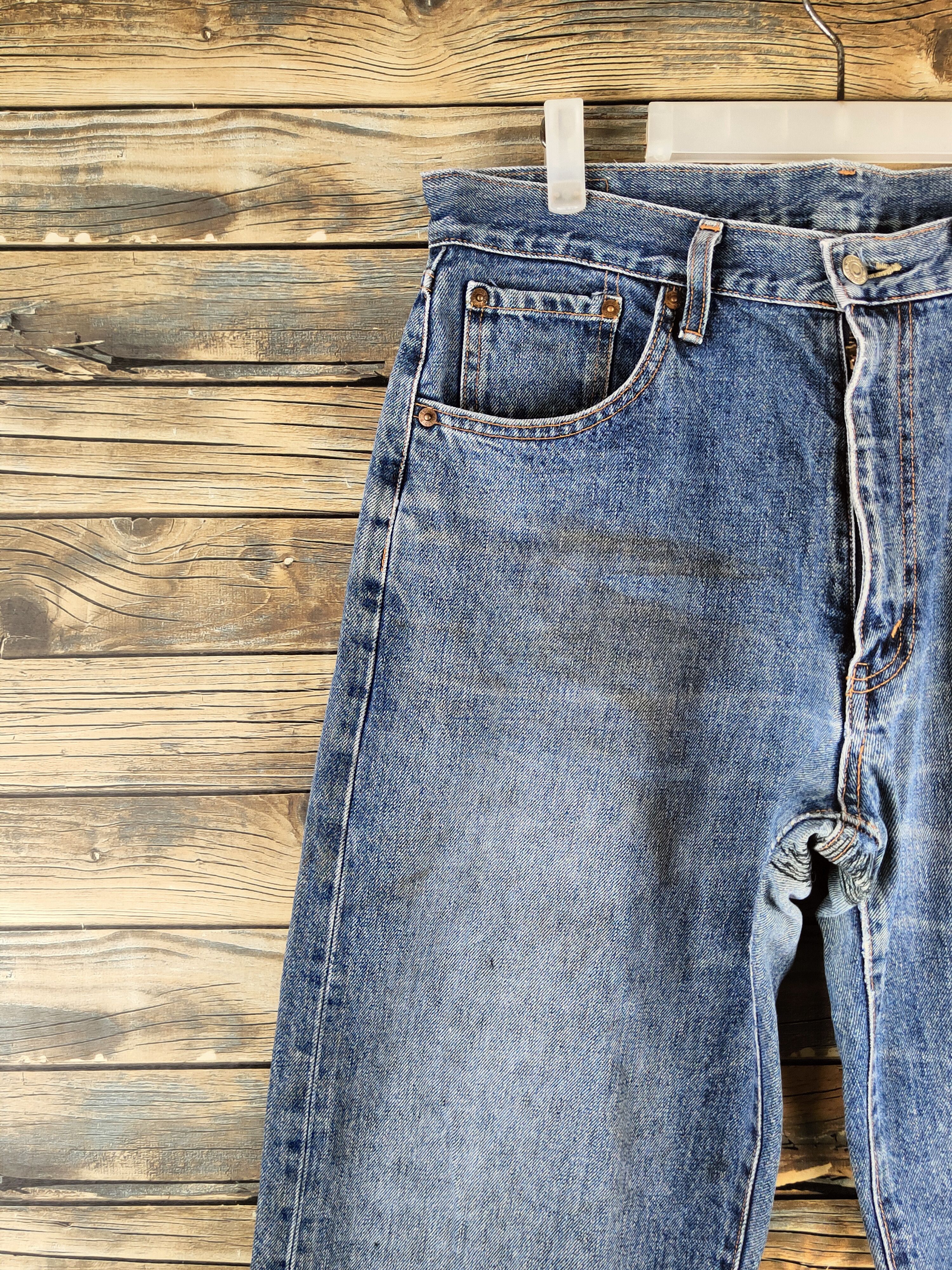 Japanese Brand Bobson Blue Distressed Ripped Jeans #S2886 Size US 33 - 3 Thumbnail