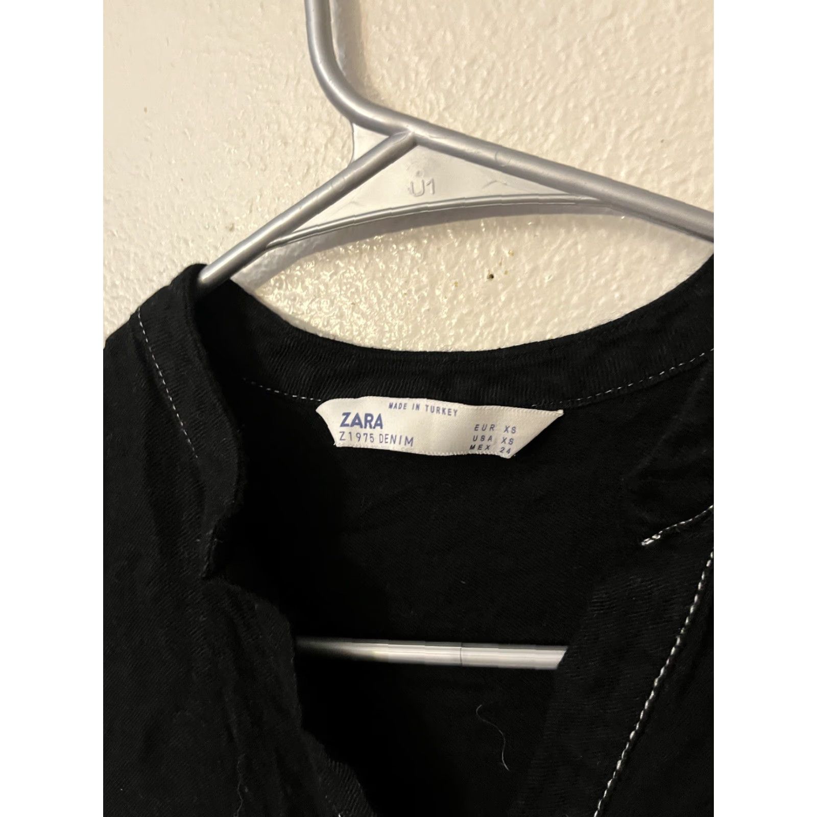 Zara VINTAGE Zara Black Shirt Dress Tunic Button Down Contrast Stitching Long Blouse XS Size XS / US 0-2 / IT 36-38 - 2 Thumbnail