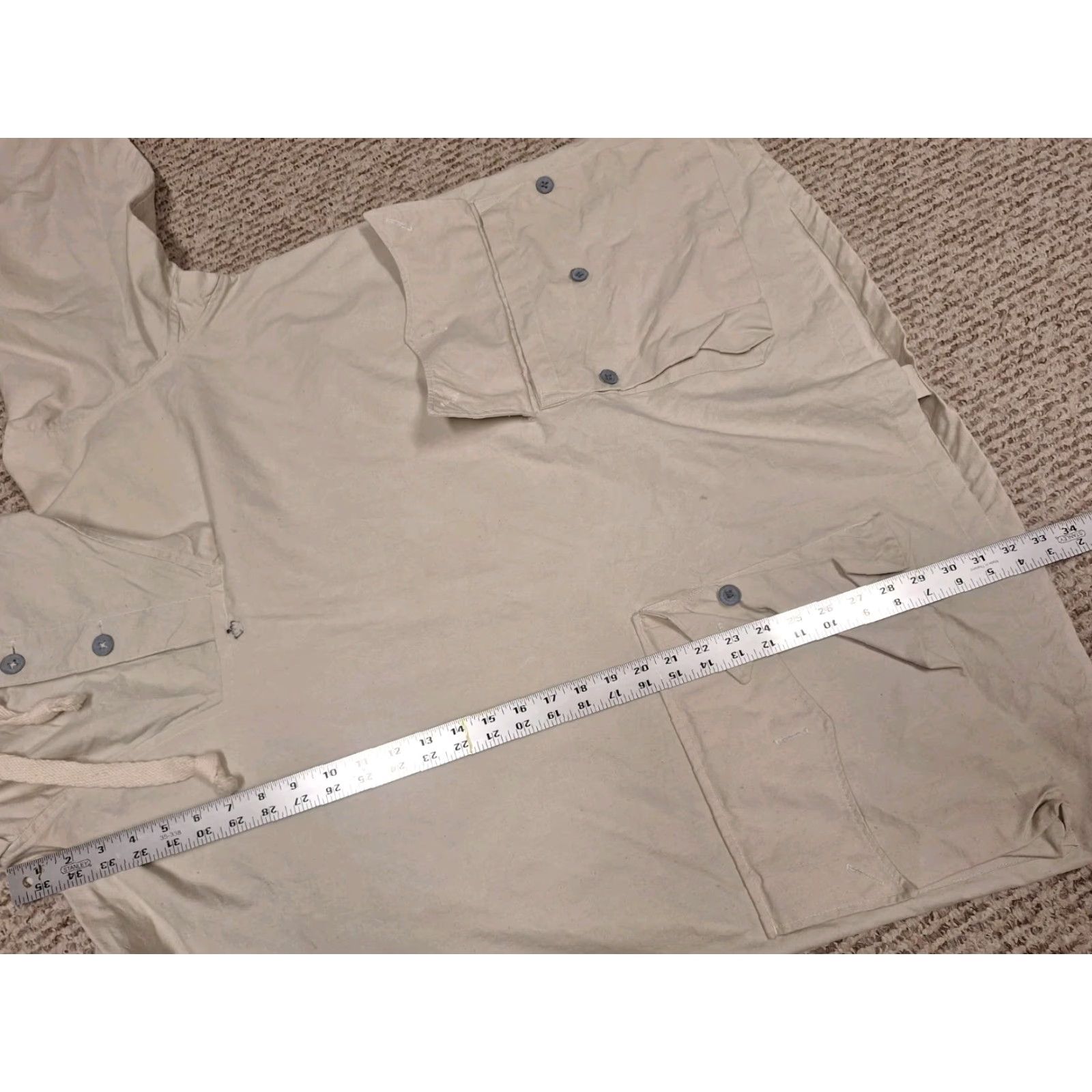 Vintage VINTAGE 1940s Swedish Military Snow Smock Parka WW2 Men's XXL Jacket Beige Size US XXL / EU 58 / 5 - 5 Thumbnail