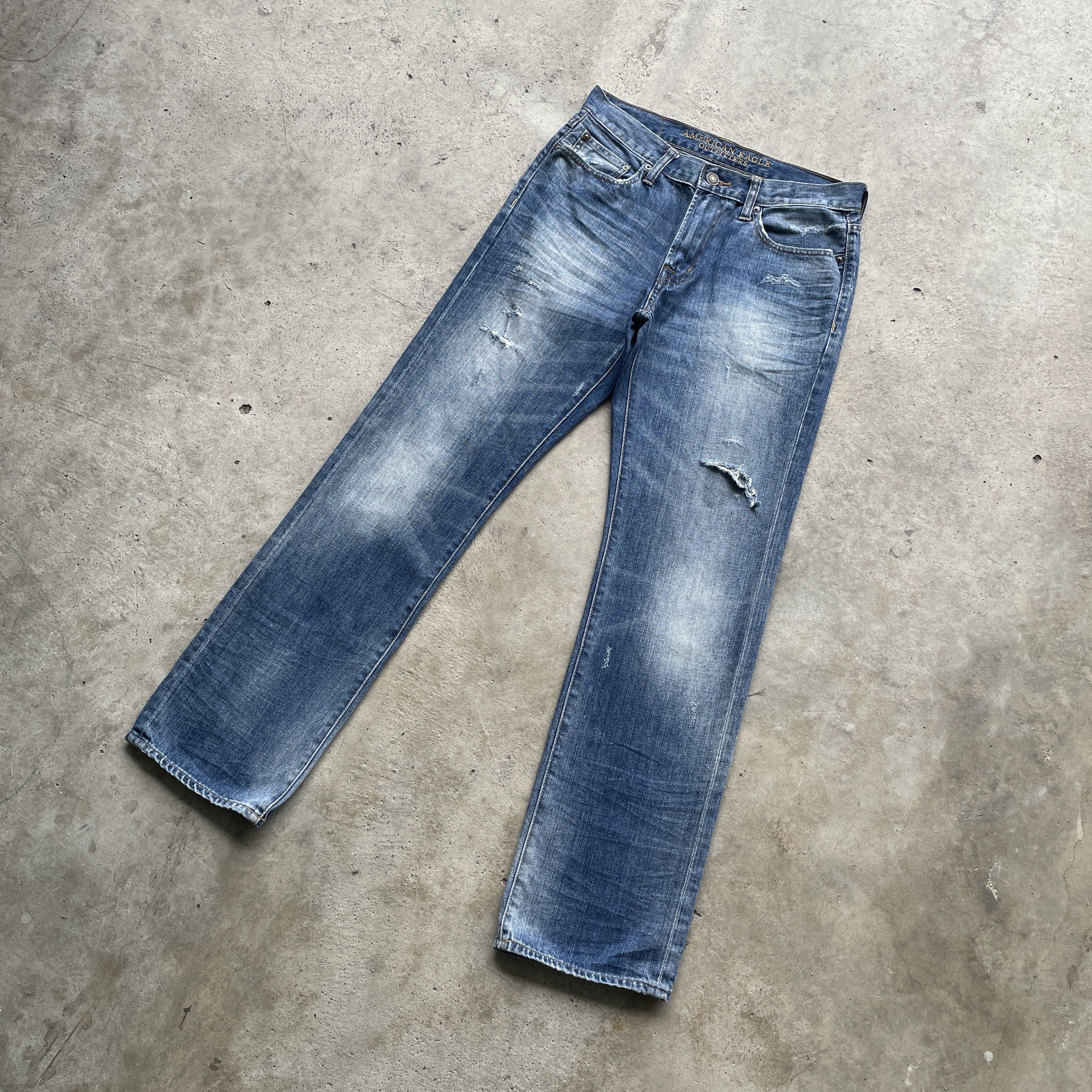 American Eagle Outfitters W32 VINTAGE AMERICAN EAGLE JEANS DISTRESSED FADED PANTS Size US 32 / EU 48 - 1 Thumbnail