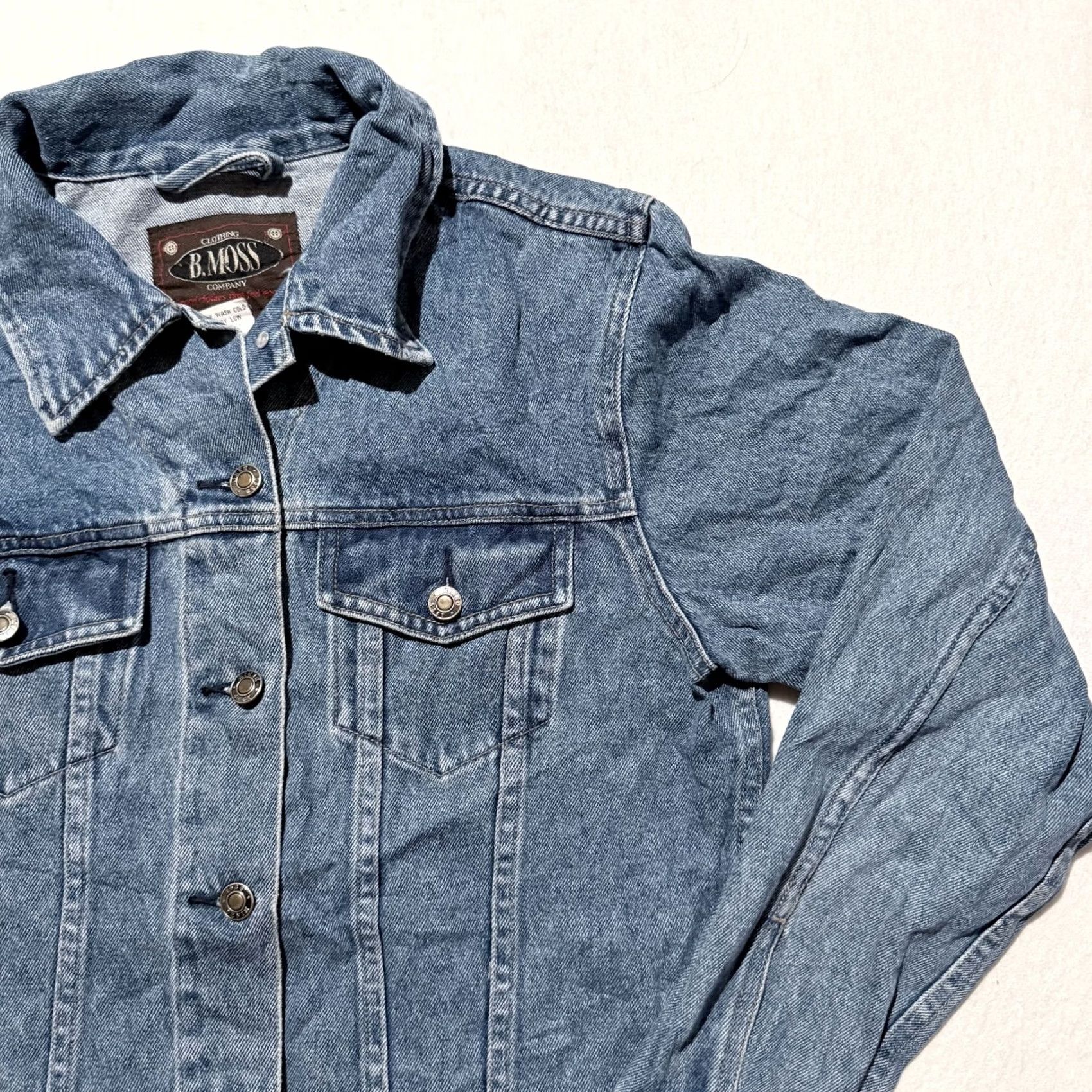 Denime Vintage B. Moss Denim Jacket Blue Cotton Button Classic Men Large Denim Jean Jacket Size US 33 - 4 Thumbnail