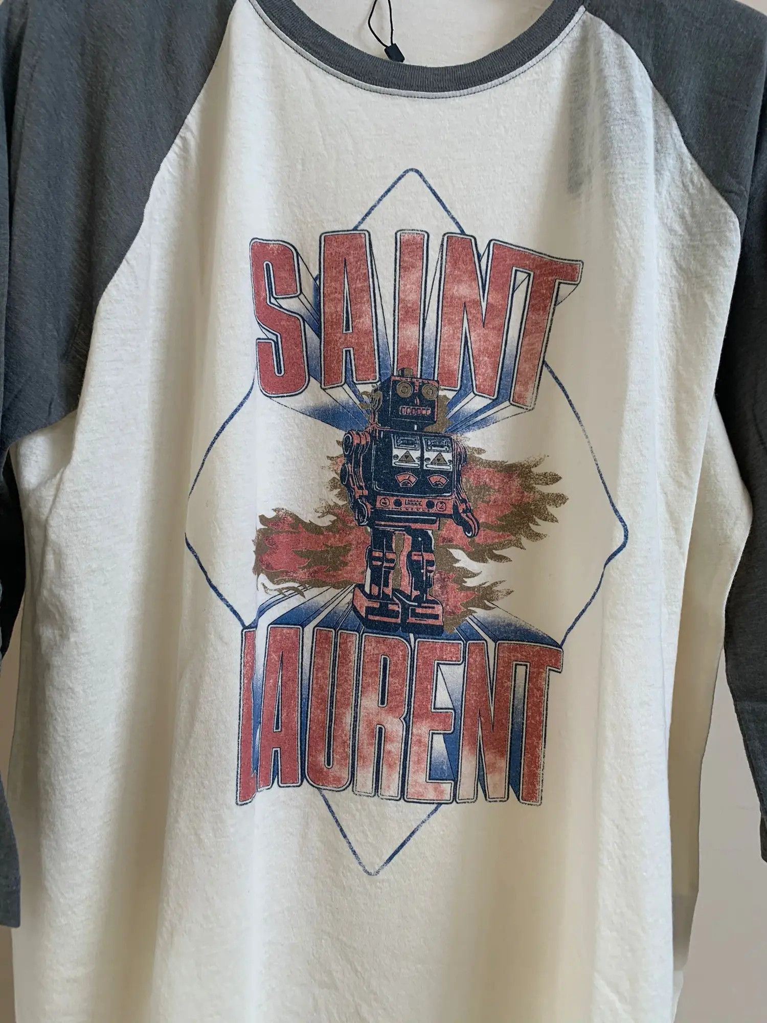 Saint Laurent Paris o1rshd1 Robot 3/4 Logo Tee in Multicolor Size US M / EU 48-50 / 2 - 4 Thumbnail