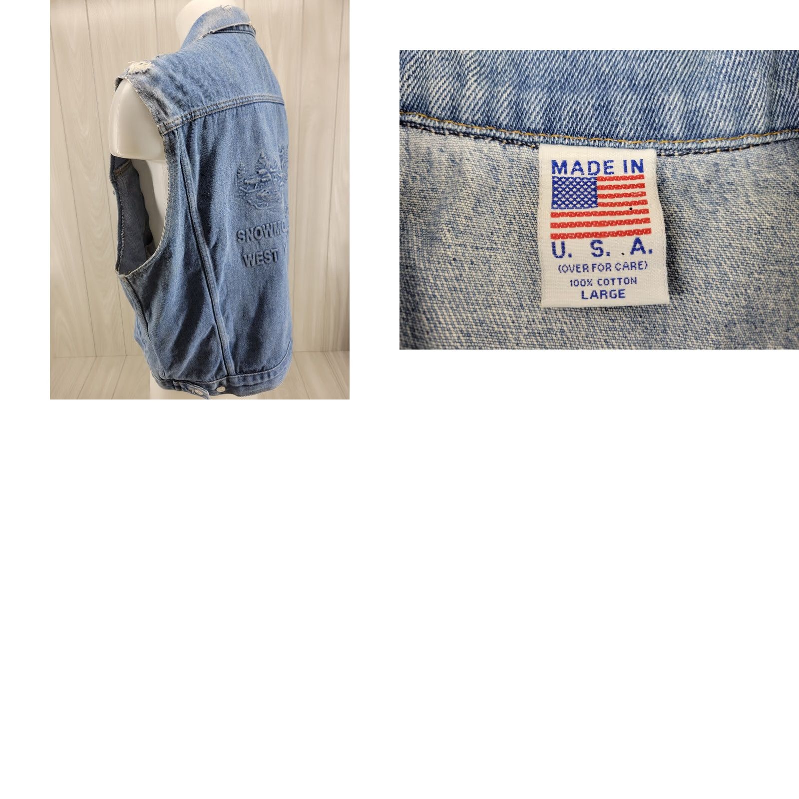 Vintage VINTAGE Snowmobile Capital West Yellowstone Jean Jacket Vest USA Large Blue Denim Mens Jacket Vest USA Size US 33 - 8 Thumbnail