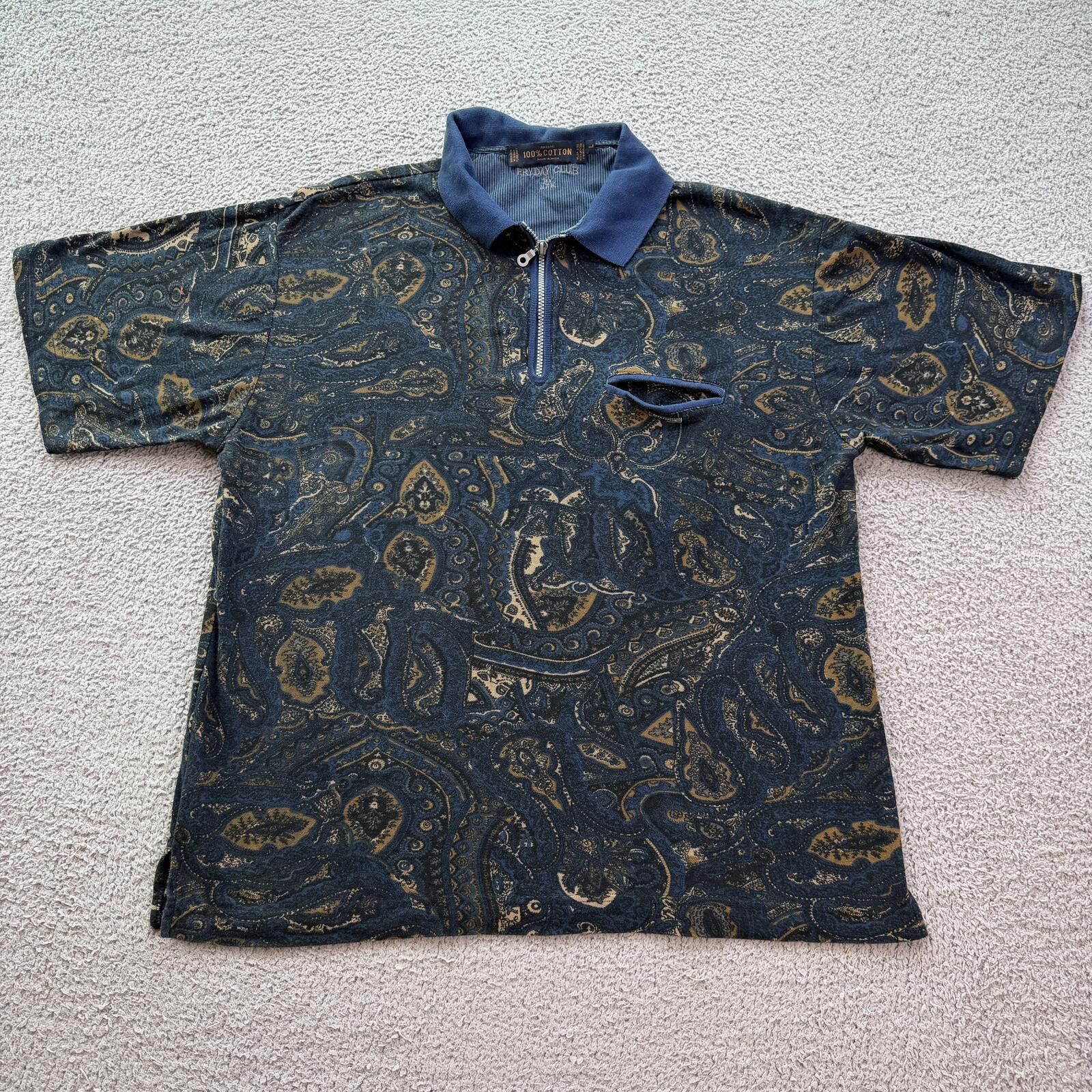 Other Vintage 90s Paisley AOP Zip Polo Shirt Blue Abstract Golf L Size US L / EU 52-54 / 3 - 1 Thumbnail