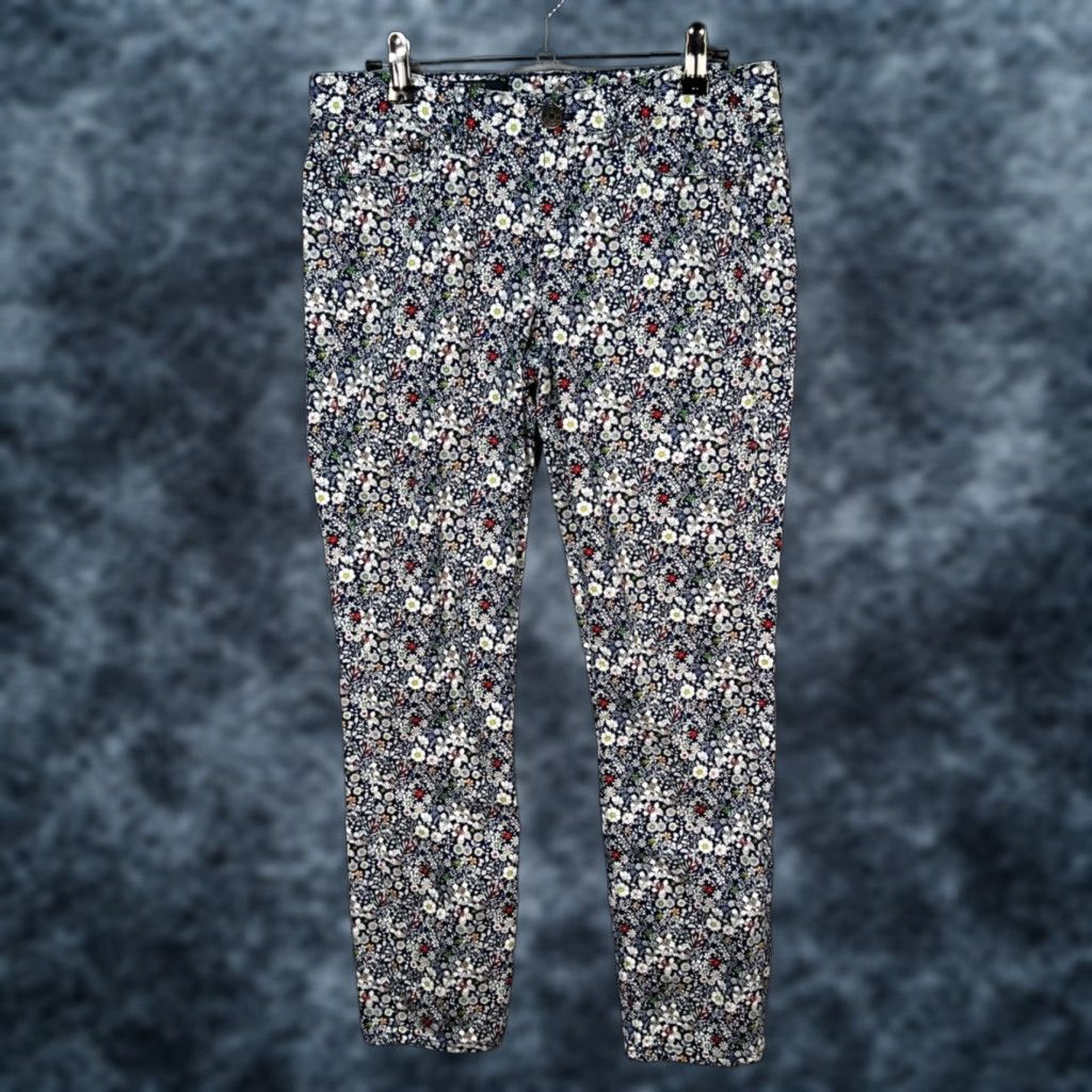 J.Crew J.CREW Toothpick Ankle Pants Floral Print Cotton Blend Skinny 28 Blue Womens Jeans Pants Size 28 Inseam 27""" Size 28" / US 6 / IT 42 - 1 Thumbnail