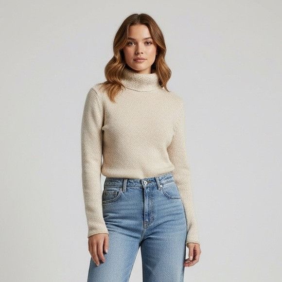 Gap Vintage 2006 GAP Women's Oatmeal Beige Turtleneck Sweater | Size S / US 4 / IT 40 - 1 Thumbnail