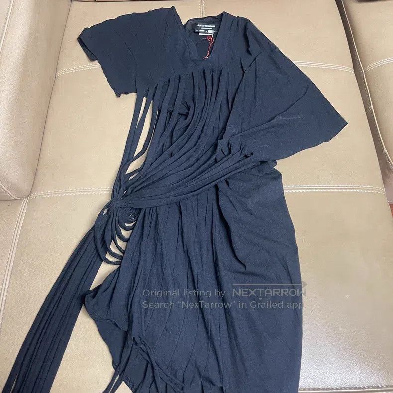Junya Watanabe Junya Watanabe Black Stripe Pleated Asymmetrical Dress Size S / US 4 / IT 40 - 2 Thumbnail