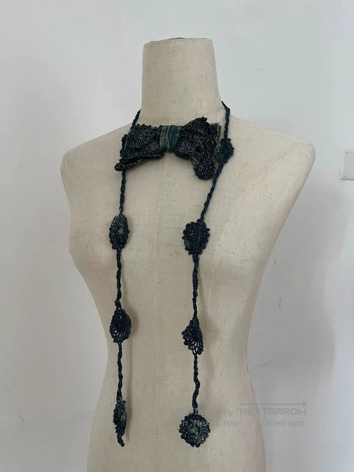 Kapital Kapital Denim Blue Crocheted Bow Tie. Size ONE SIZE - 2 Thumbnail