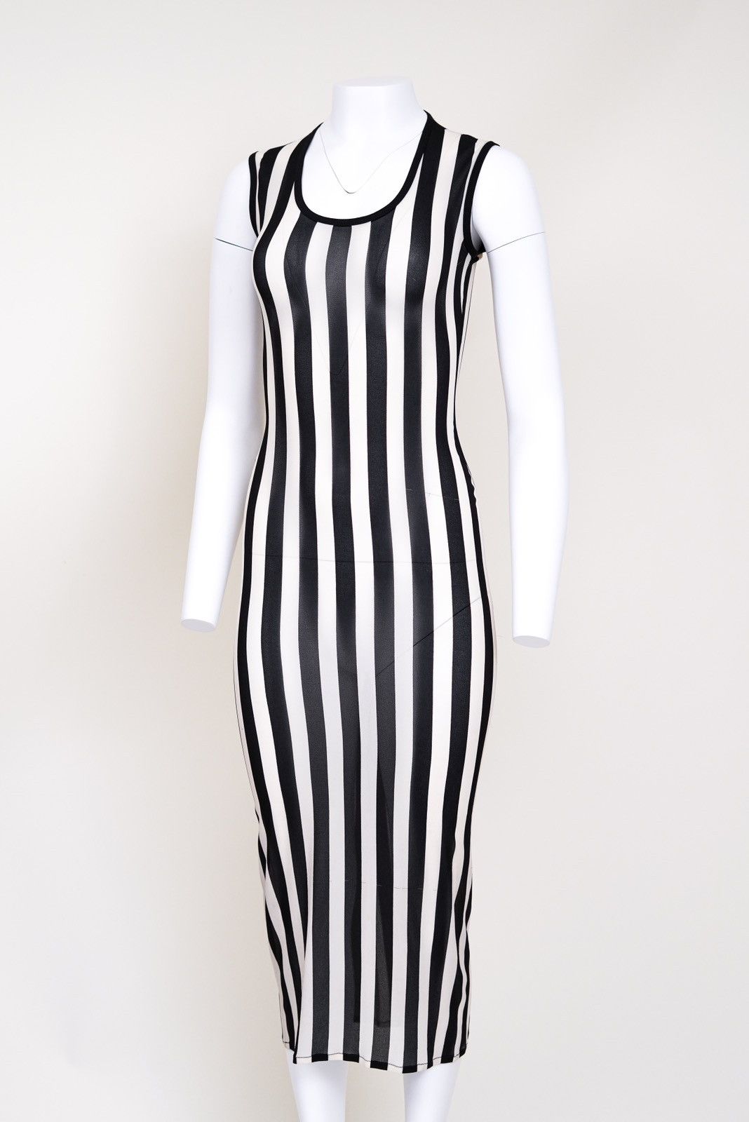 Versace Gianni Versace Black White Vertical Stripe Silk Long Dress Size S / US 4 / IT 40 - 4 Thumbnail