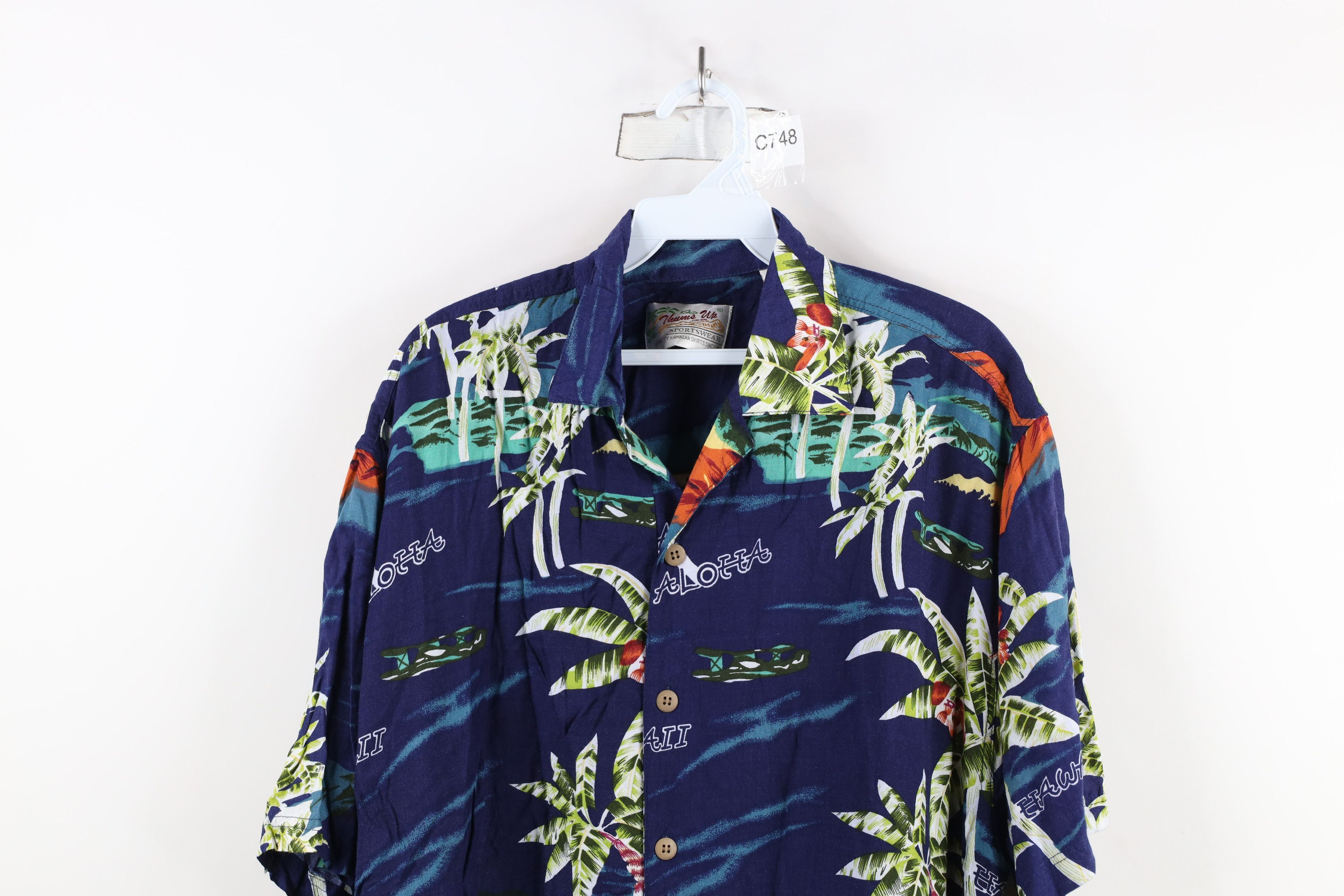 Vintage Vintage 90s Streetwear Rayon Hawaiian Airplane Button Shirt Size US L / EU 52-54 / 3 - 2 Thumbnail