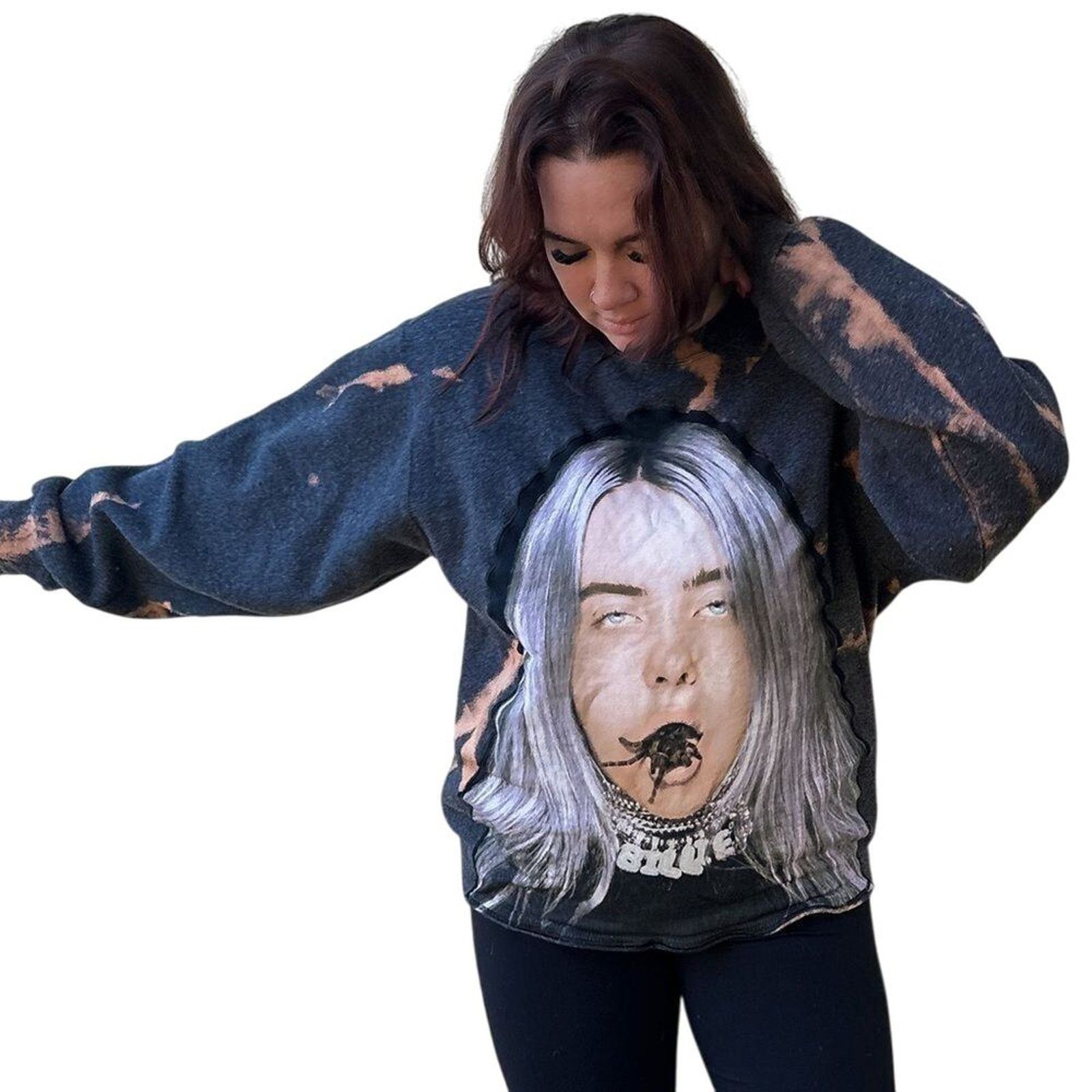 Other Billie Eilish Upcycled Bleach Dyed Crewneck Sweatshirt OOAK Size US L / EU 52-54 / 3 - 7 Thumbnail