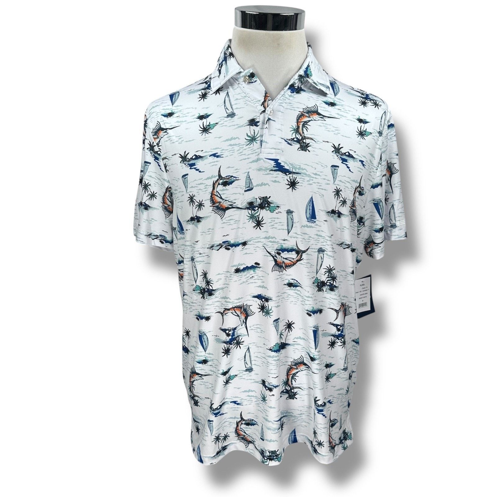 Chaps Chaps Polo Shirt Men’s Medium White Marlin Fish AOP New Size US M / EU 48-50 / 2 - 1 Thumbnail
