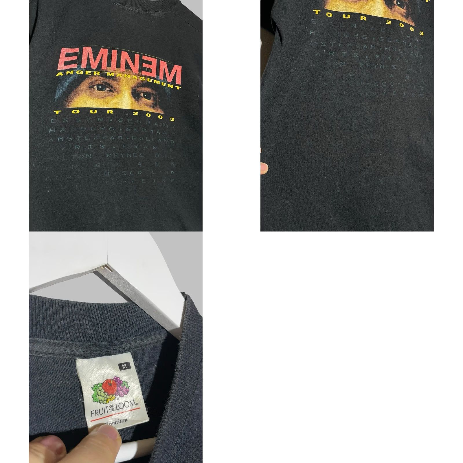 Vintage Eminem Tour 2003 Vintage T-Shirt Mens M Black Cotton Crew Neck Short Sleeve Logo 90s Hip Hop Music Size US M / EU 48-50 / 2 - 8 Thumbnail