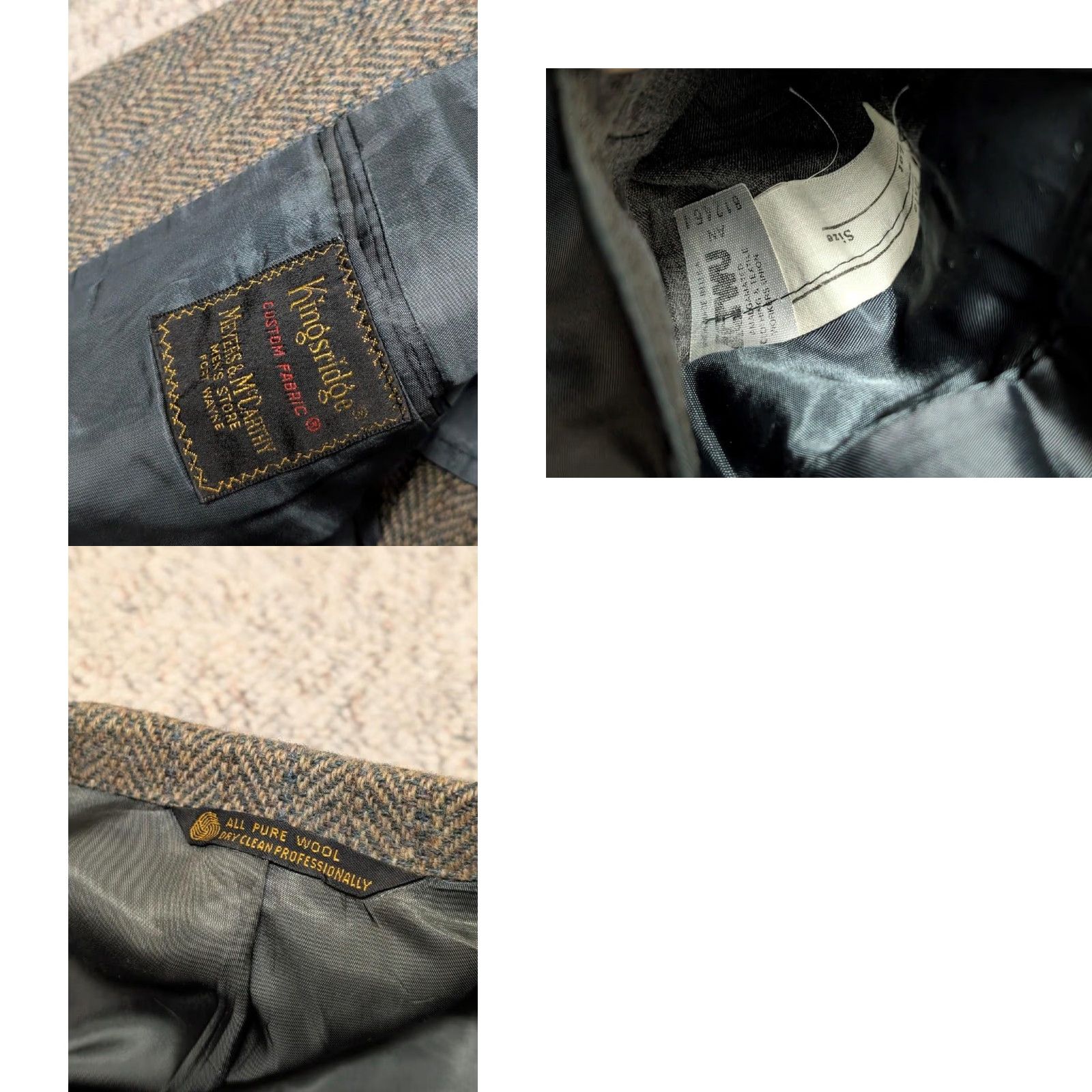 Vintage VINTAGE Kingsridge USA Blazer - Donegal Tweed Wool Herringbone Brown 42R Men’s Single-Breasted Two-Button Notch Lapel (Brown/Gray) Size 42R - 8 Thumbnail