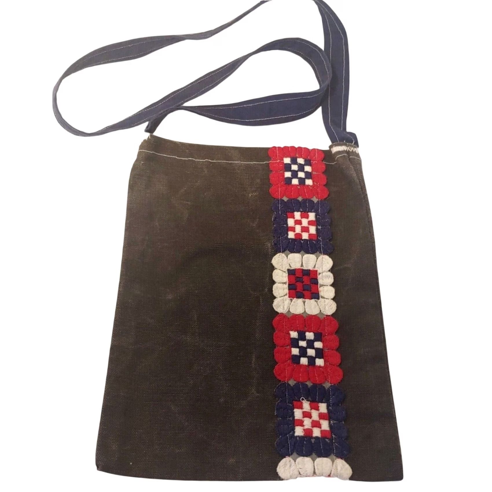 Vintage VINTAGE Handmade Purse Gray Canvas Trim Boho Hippie One Of A Kind 10x 7.25" Shoulder Bag Women Girls Mens Womens Size ONE SIZE - 2 Thumbnail