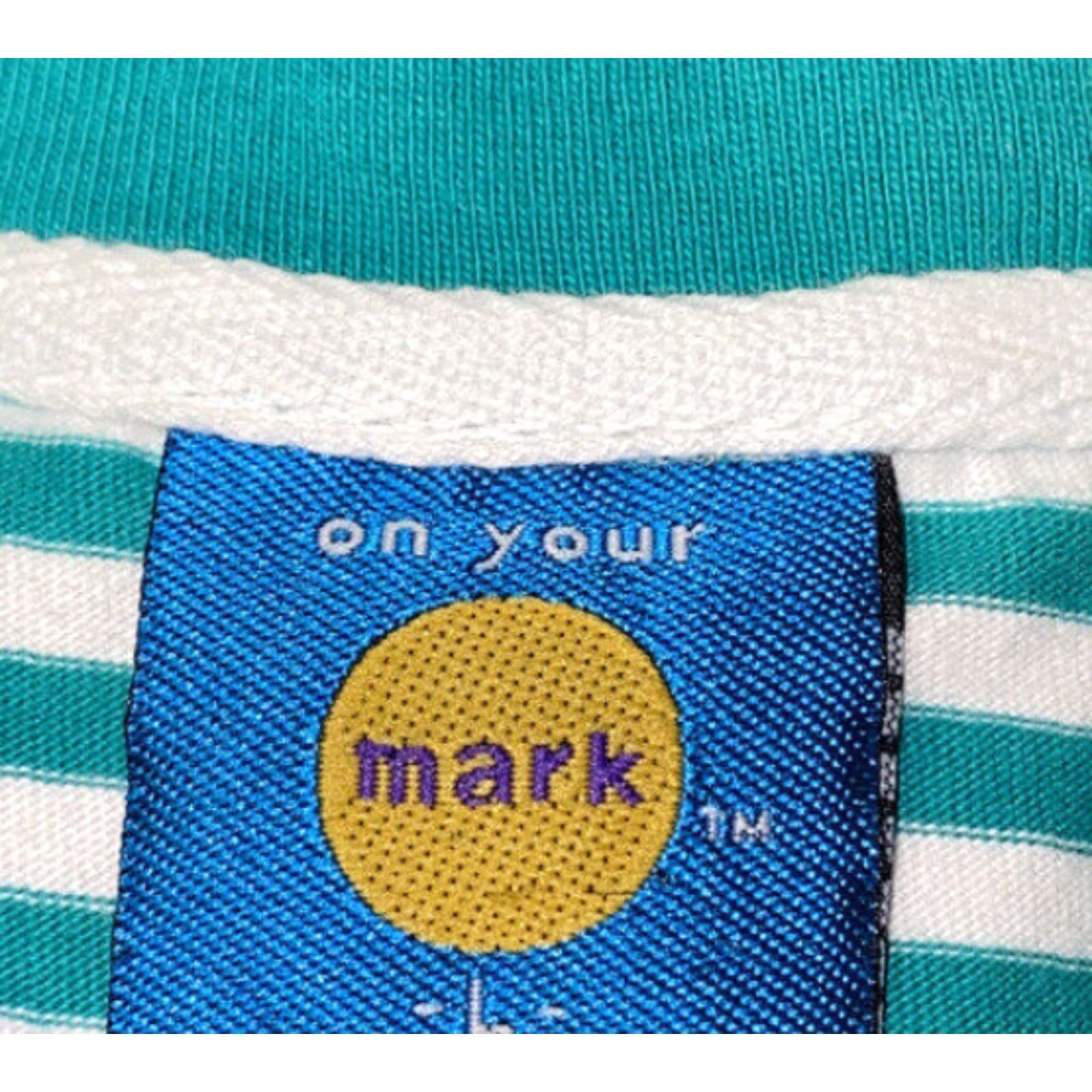 Vintage VINTAGE On Your Mark Men T-Shirt Short Sleeve Henley Cotton Green/White Striped Hip Hop Size L Size US L / EU 52-54 / 3 - 5 Thumbnail