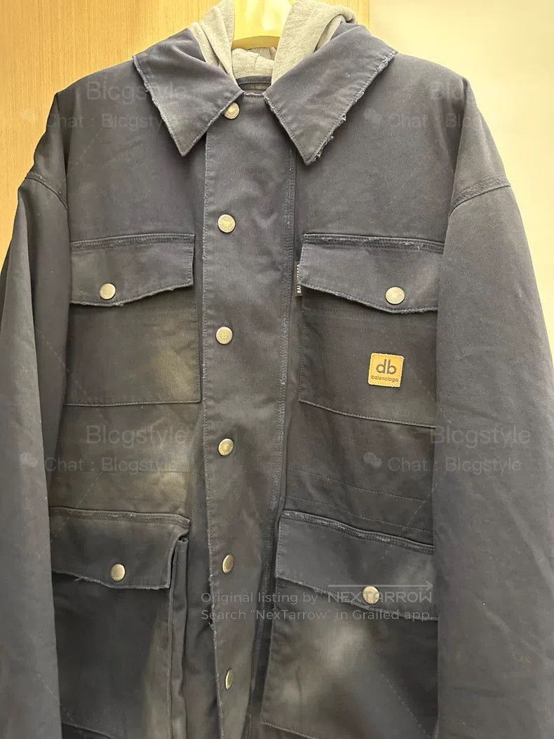 Balenciaga Balenciaga Carhartt Four-Pocket Distressed Hooded Jacket Size US S / EU 44-46 / 1 - 3 Thumbnail
