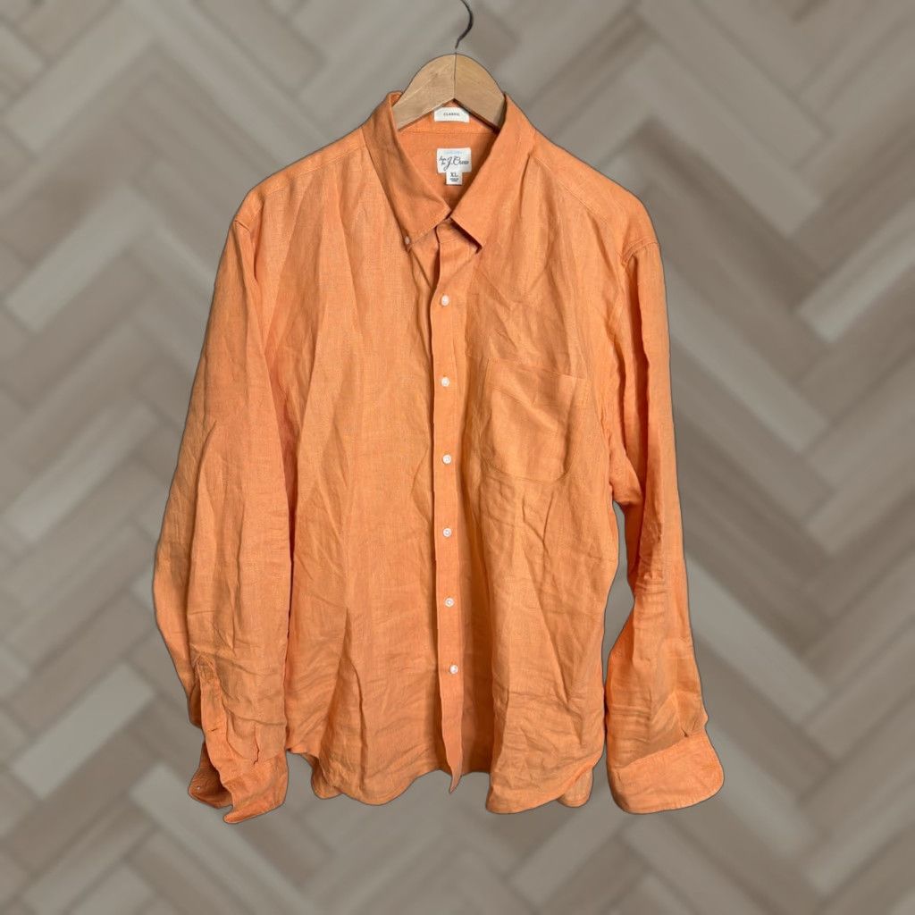 J.Crew J.CREW Shirt Mens XL Orange Button-Down Classic Fit Irish Linen Slim Size US XL / EU 56 / 4 - 1 Thumbnail