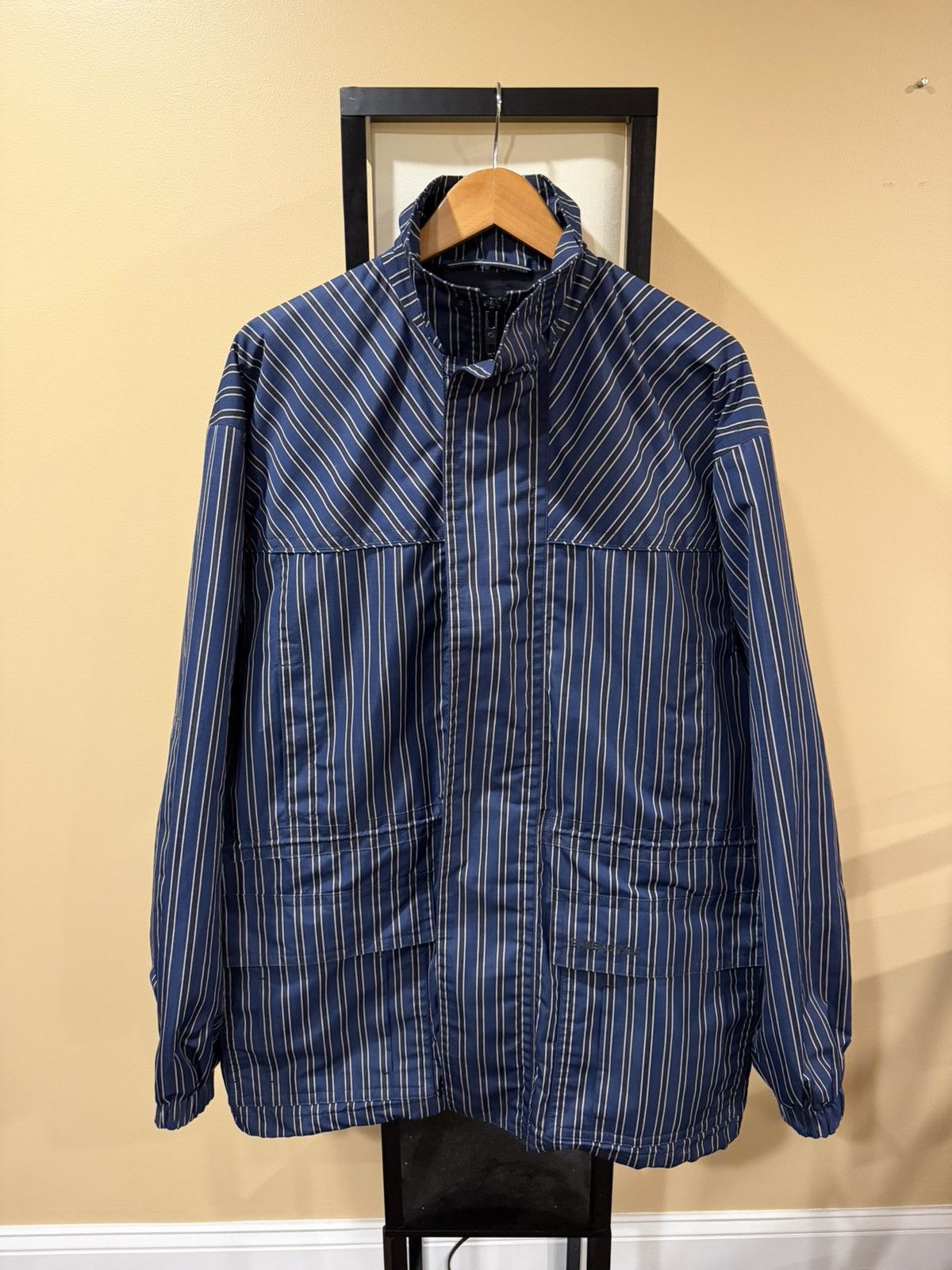 Balenciaga Balenciaga Ripstop Oversized Blue Striped 2020 Parka Jacket Size US S / EU 44-46 / 1 - 1 Thumbnail