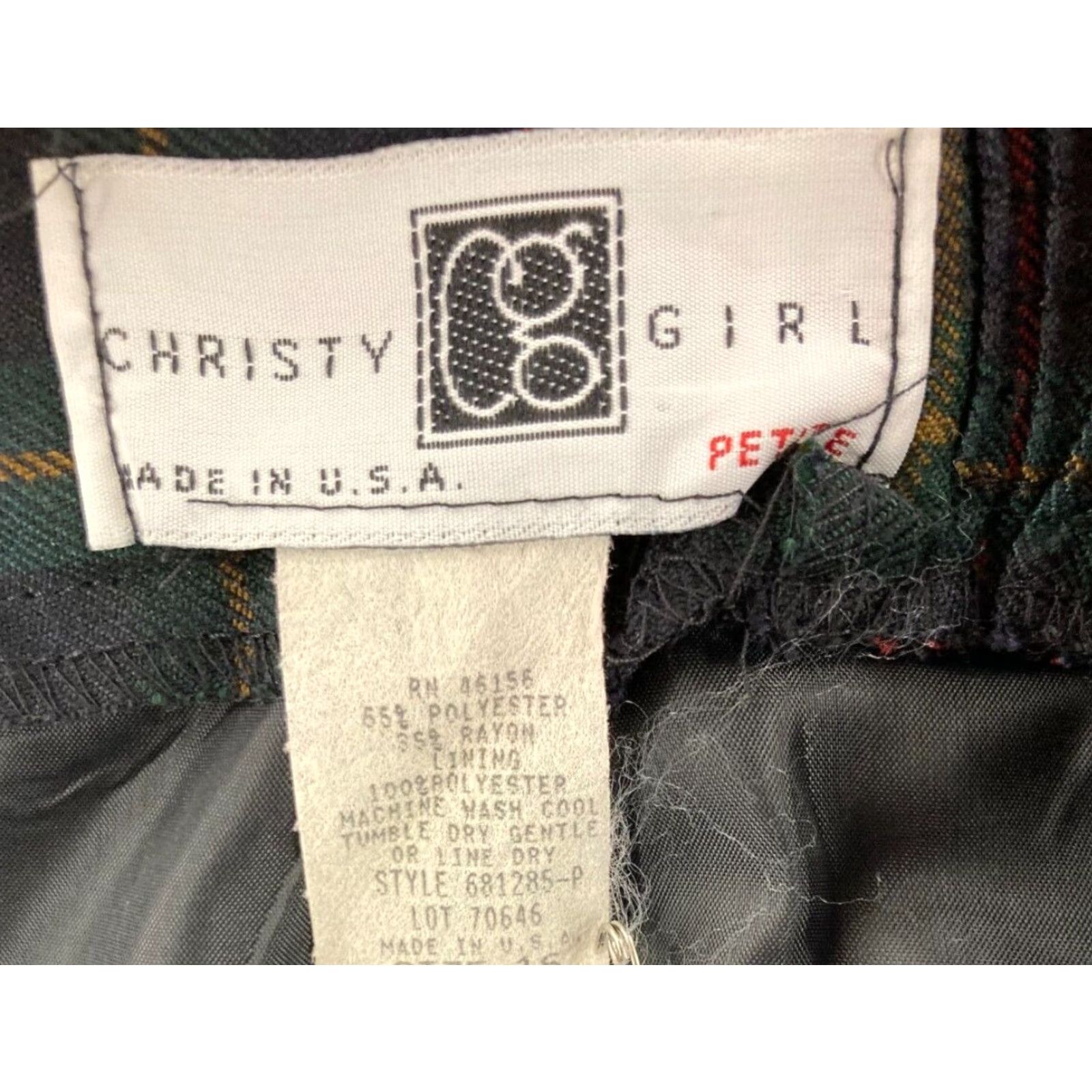 Vintage VINTAGE Christy Girl Skirt Womens 16 Petite Tartan Plaid USA Made Size 38" / US 16 / IT 52 - 7 Thumbnail