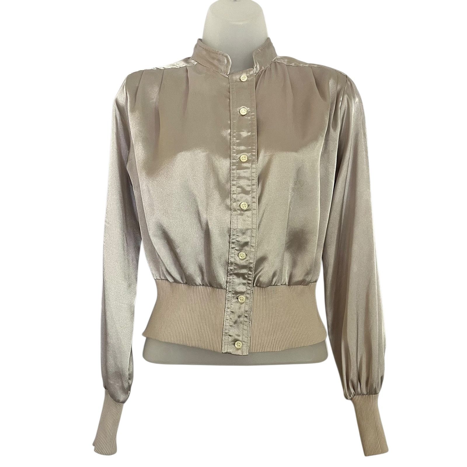Vintage Vintage Roland by Roland Kosser Champagne Satin Blouse XS/S Size XS / US 0-2 / IT 36-38 - 9 Thumbnail