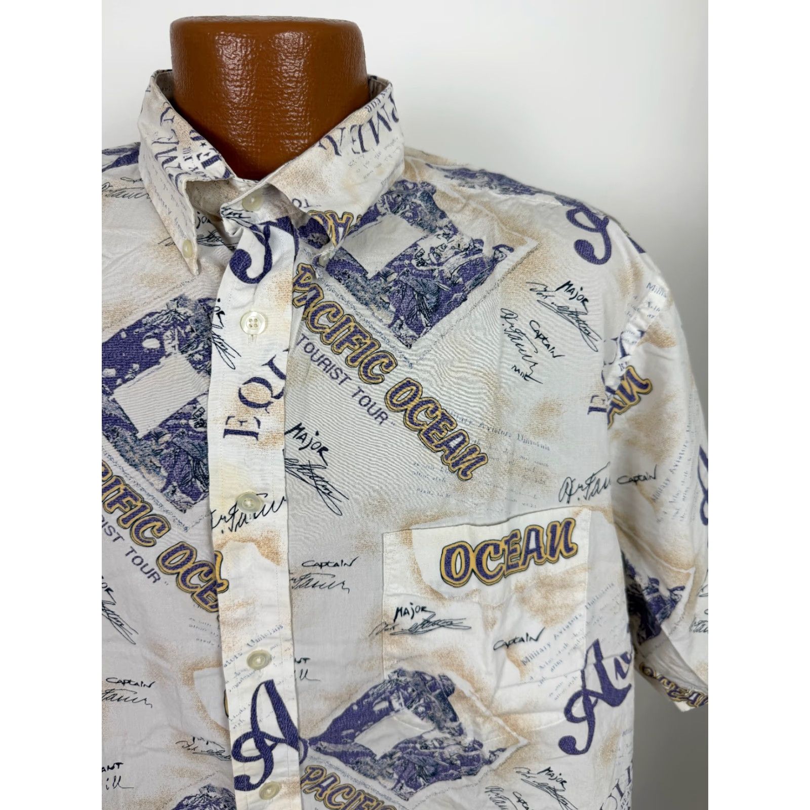 Roundtree & Yorke VINTAGE 90s Aviation Shirt Men Large Air Force Military Aircraft Pacific Ocean Size US L / EU 52-54 / 3 - 3 Thumbnail