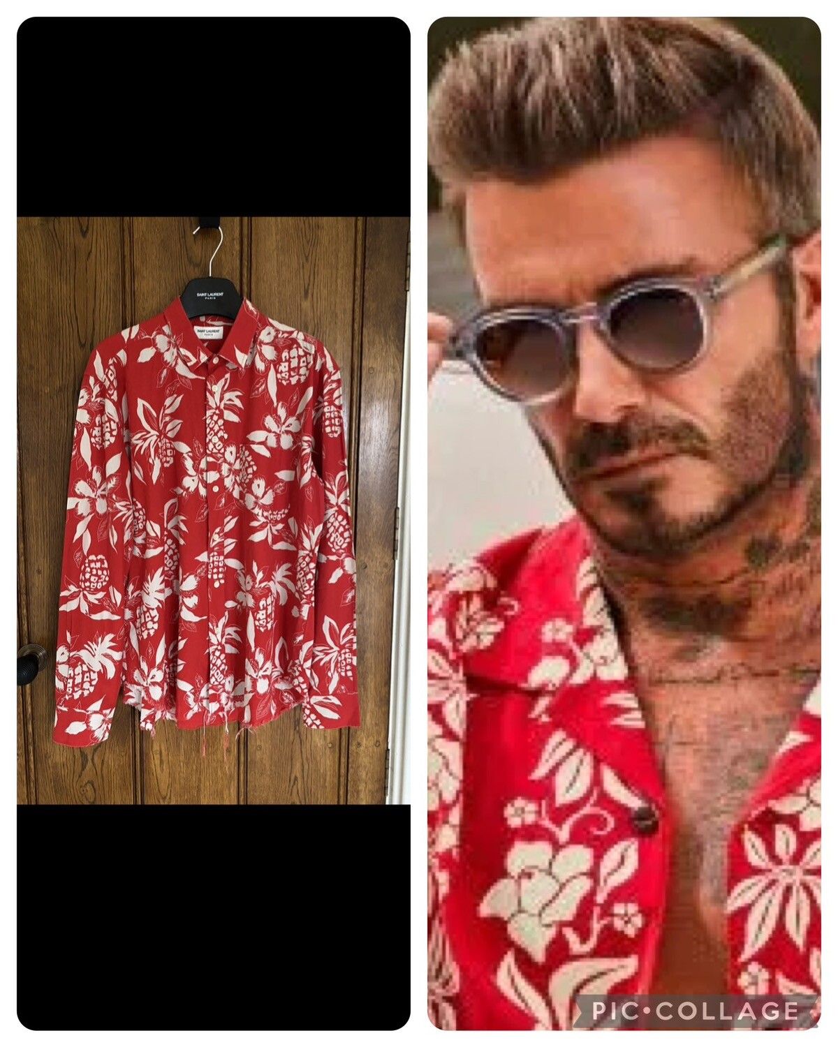Pre-owned Saint Laurent Red Raw Hem Hawaiian Shirt 41 In Red White