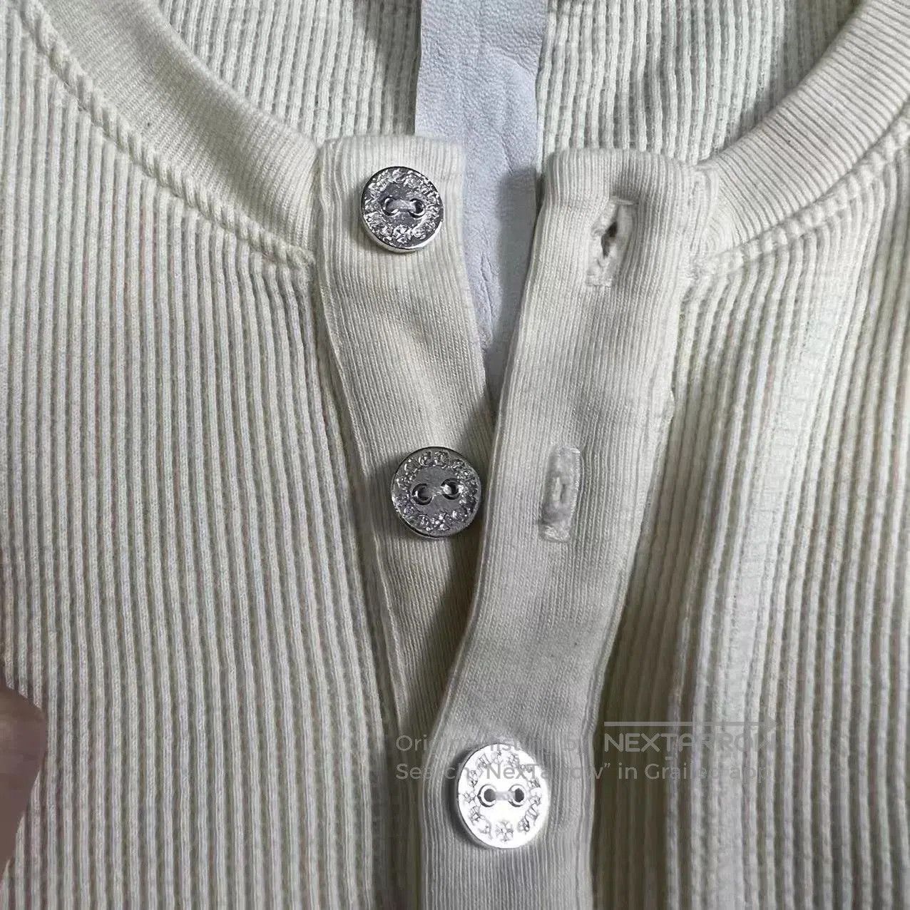 Chrome Hearts Chrome Hearts Waffle Knit Three Silver Button Top. Size US M / EU 48-50 / 2 - 3 Thumbnail
