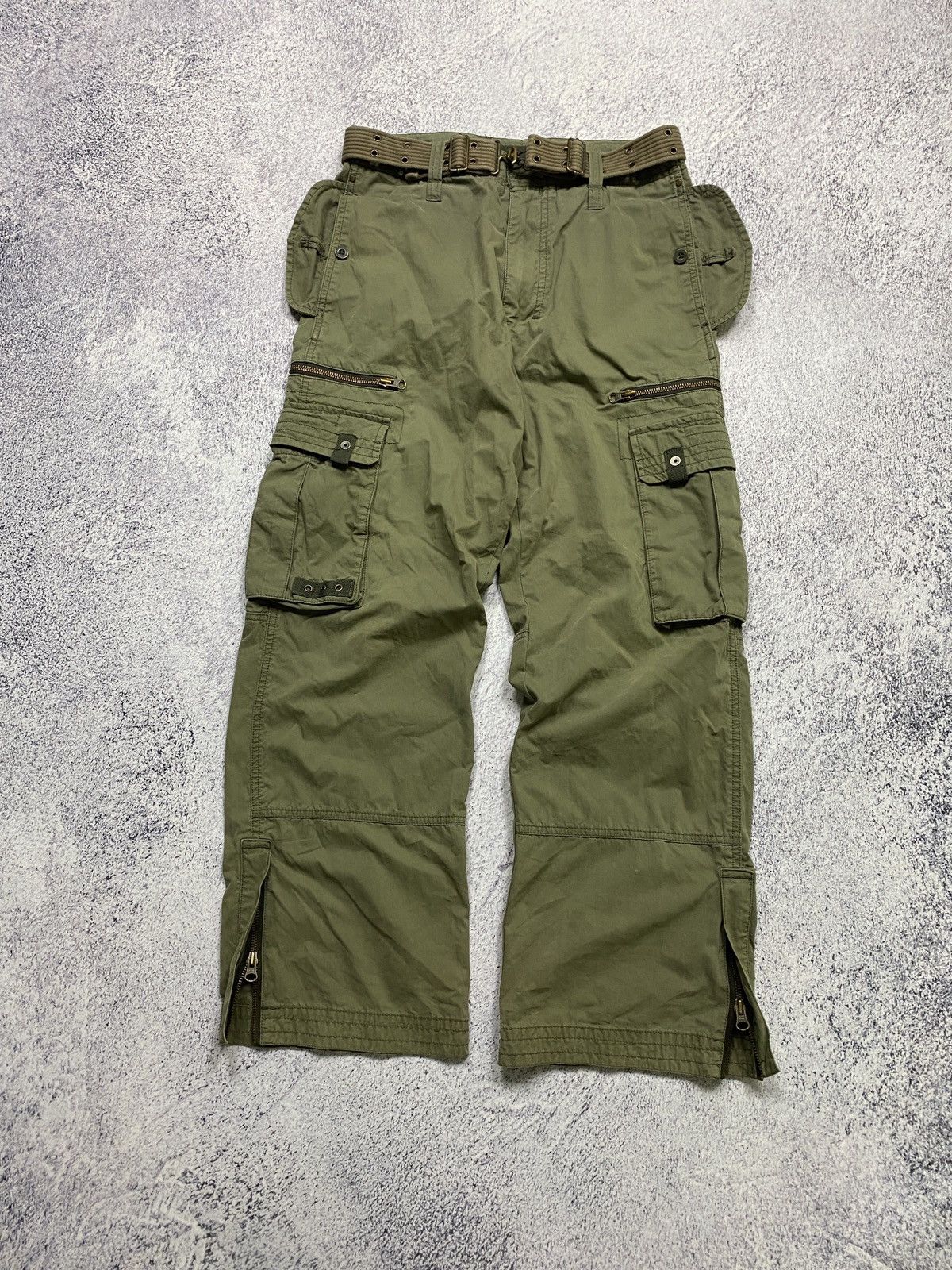 Pre-owned Vintage Cargo Pants Multipocket Military Japan Travis Scott In Olive