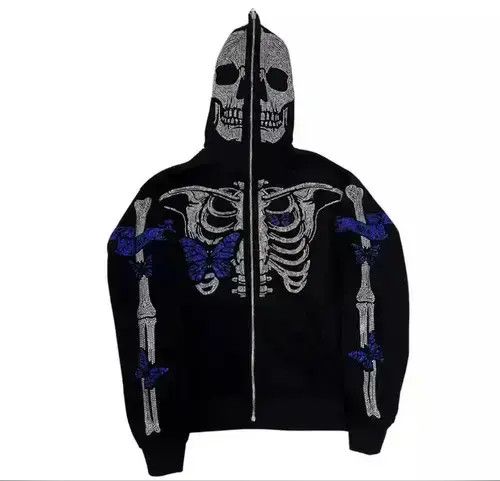 Japanese Brand Full Zip Up Hoodie Gothic Skeleton 🔥🔥🔥 Size US L / EU 52-54 / 3 - 4 Thumbnail