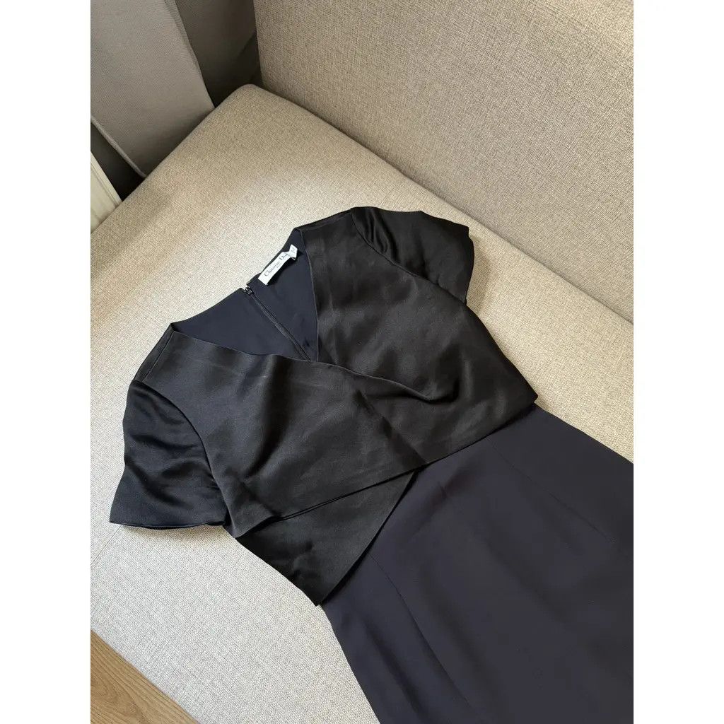 Dior Christian Dior Satin Silk Wrap Navy Mid-length Dress FR38 Size S / US 4 / IT 40 - 3 Thumbnail