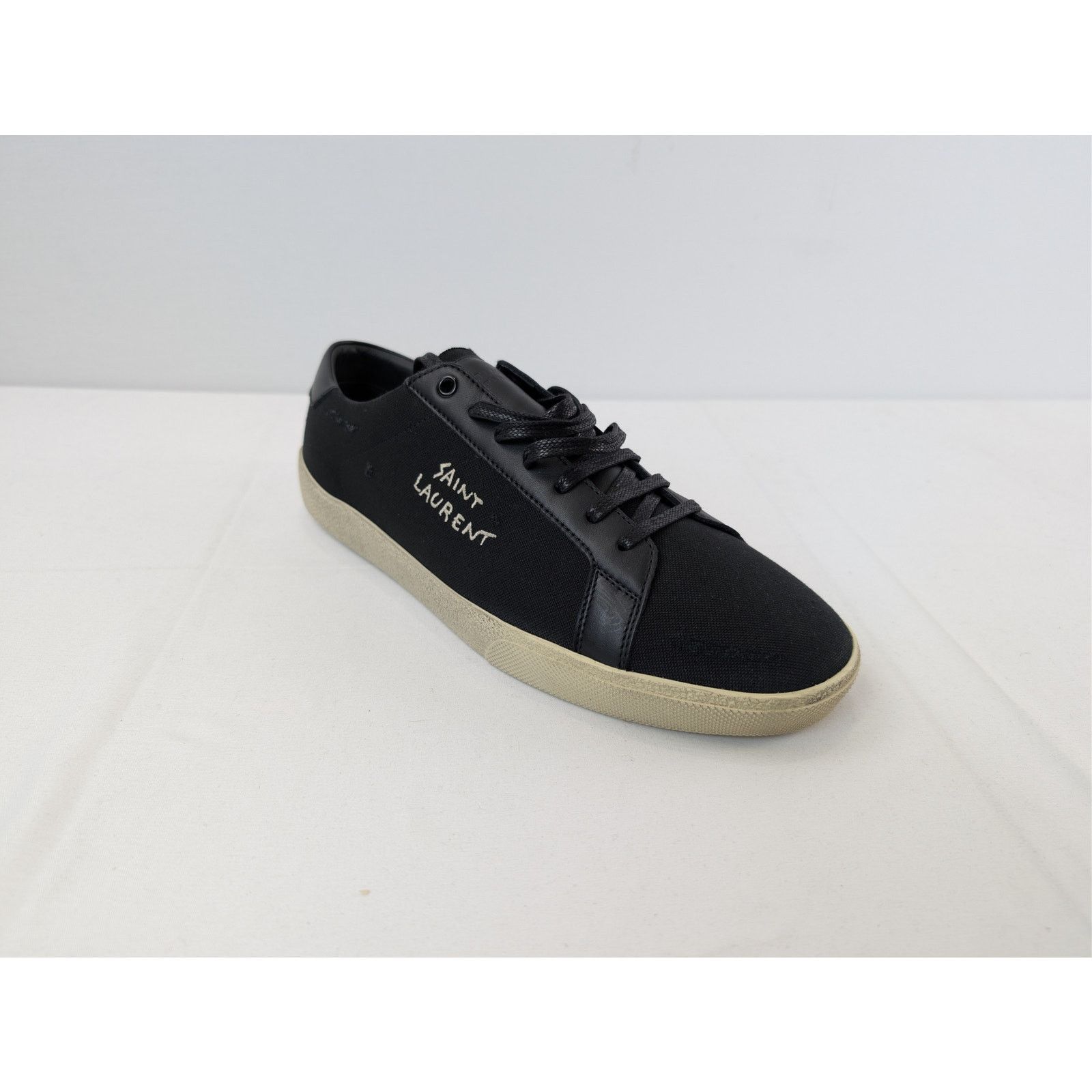 Saint Laurent Paris o1rshd1 SL06 Signa Low Top Sneakers in Black Size US 12 / EU 45 - 3 Thumbnail