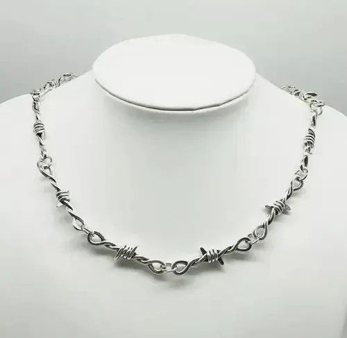 Japanese Brand × Jewelry Barbed Wire Chrome Necklace Spike Post Grunge Punk Chain Size ONE SIZE - 4 Thumbnail