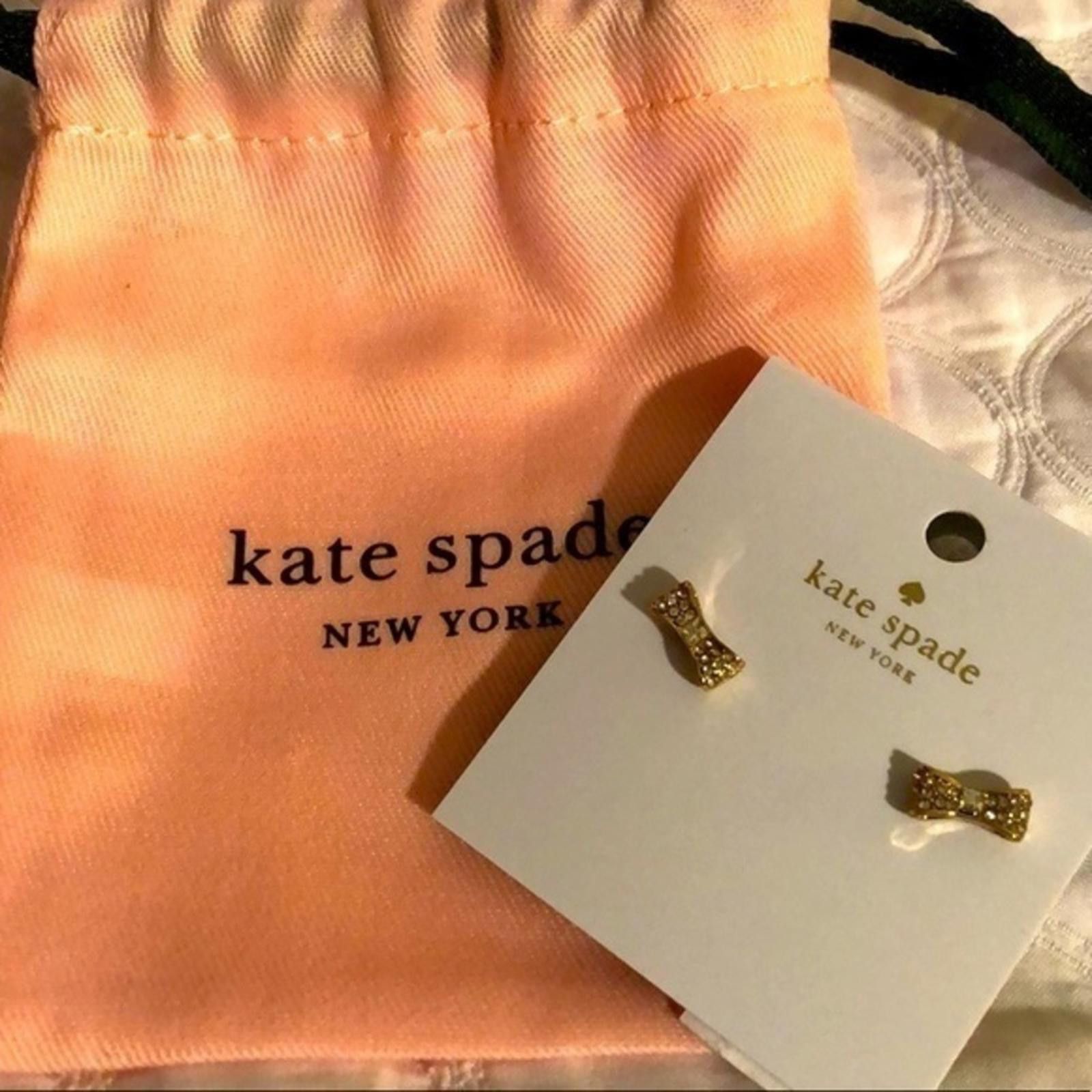 Designer Kate Spade Pave Bow Gold Stud Earrings NWT Size ONE SIZE - 2 Thumbnail