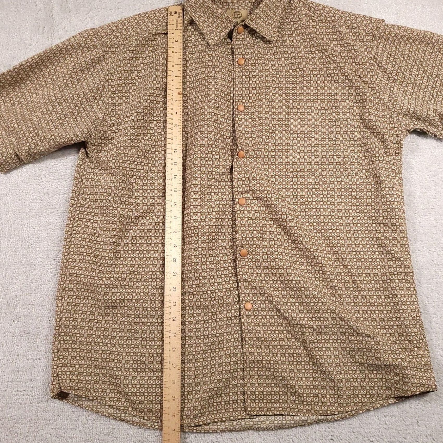 Haband Haband Travelers Shirt Mens XL Snap Front Camp Shirt Tan Geometric Print Outdoor Size US XL / EU 56 / 4 - 7 Thumbnail