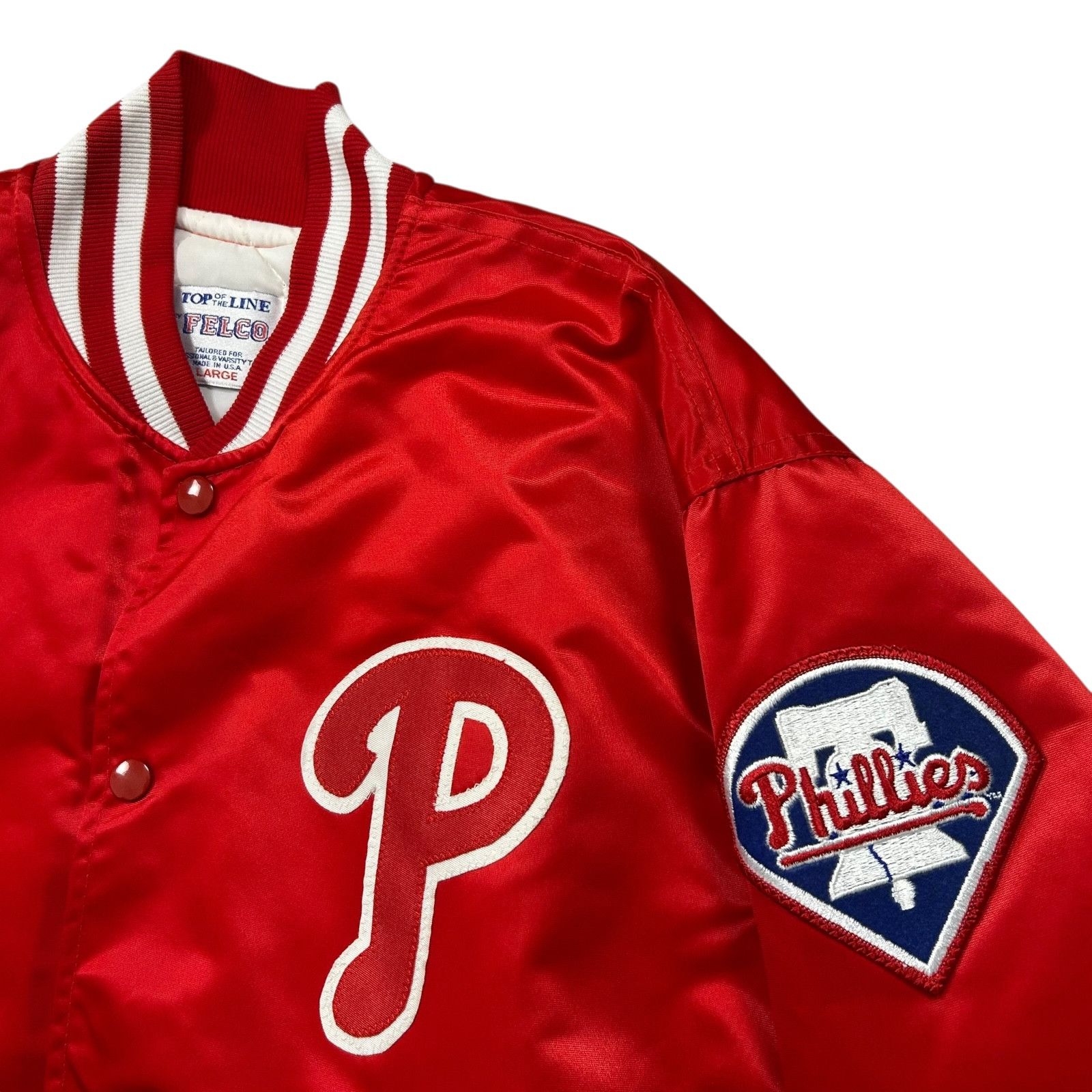 MLB VTG 90s PHILADELPHIA PHILLIES FELCO SATIN BOMBER JACKET Size US L / EU 52-54 / 3 - 2 Thumbnail