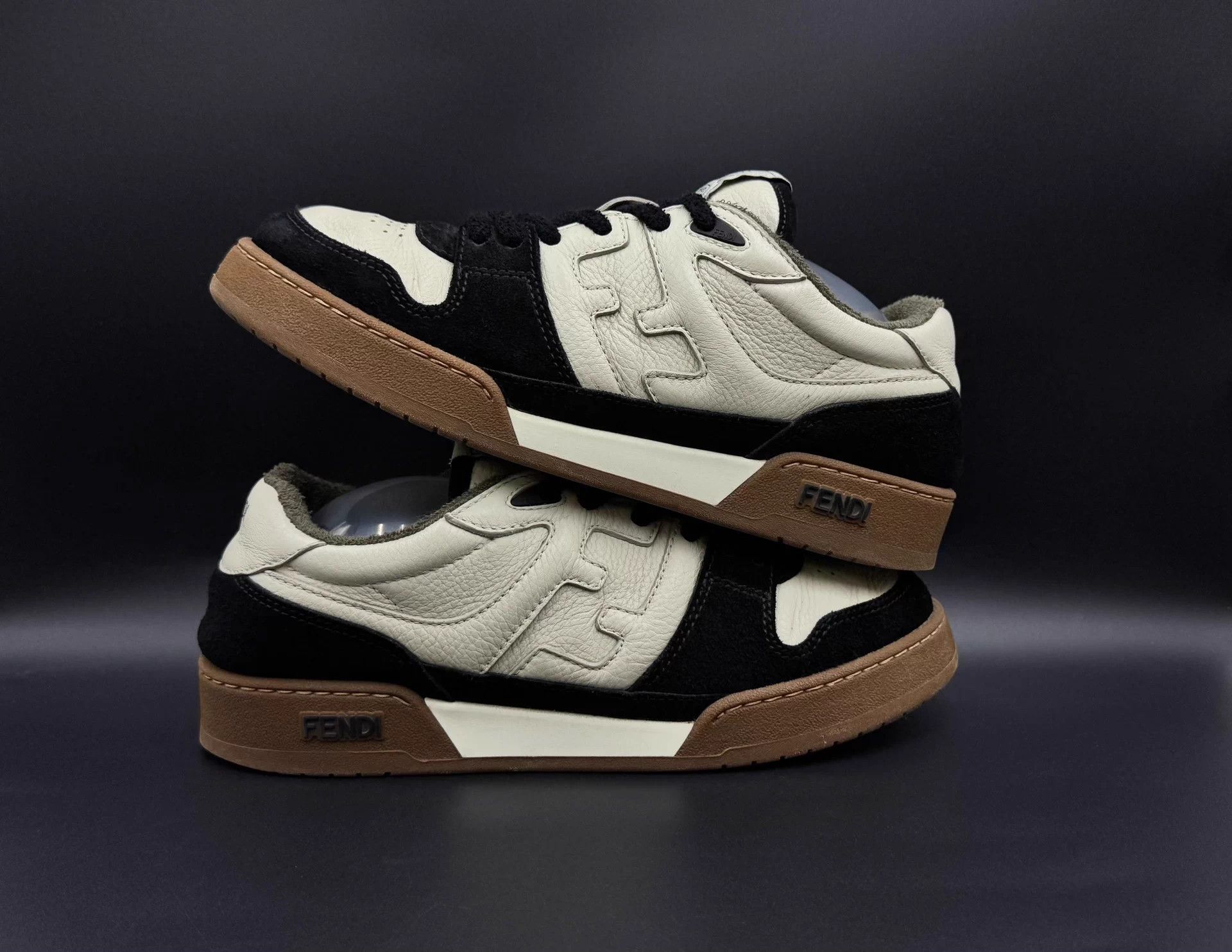 Fendi FENDI Match Leather Colorblocked Sneakers Men's Black White Size US 8 / EU 41 - 3 Thumbnail