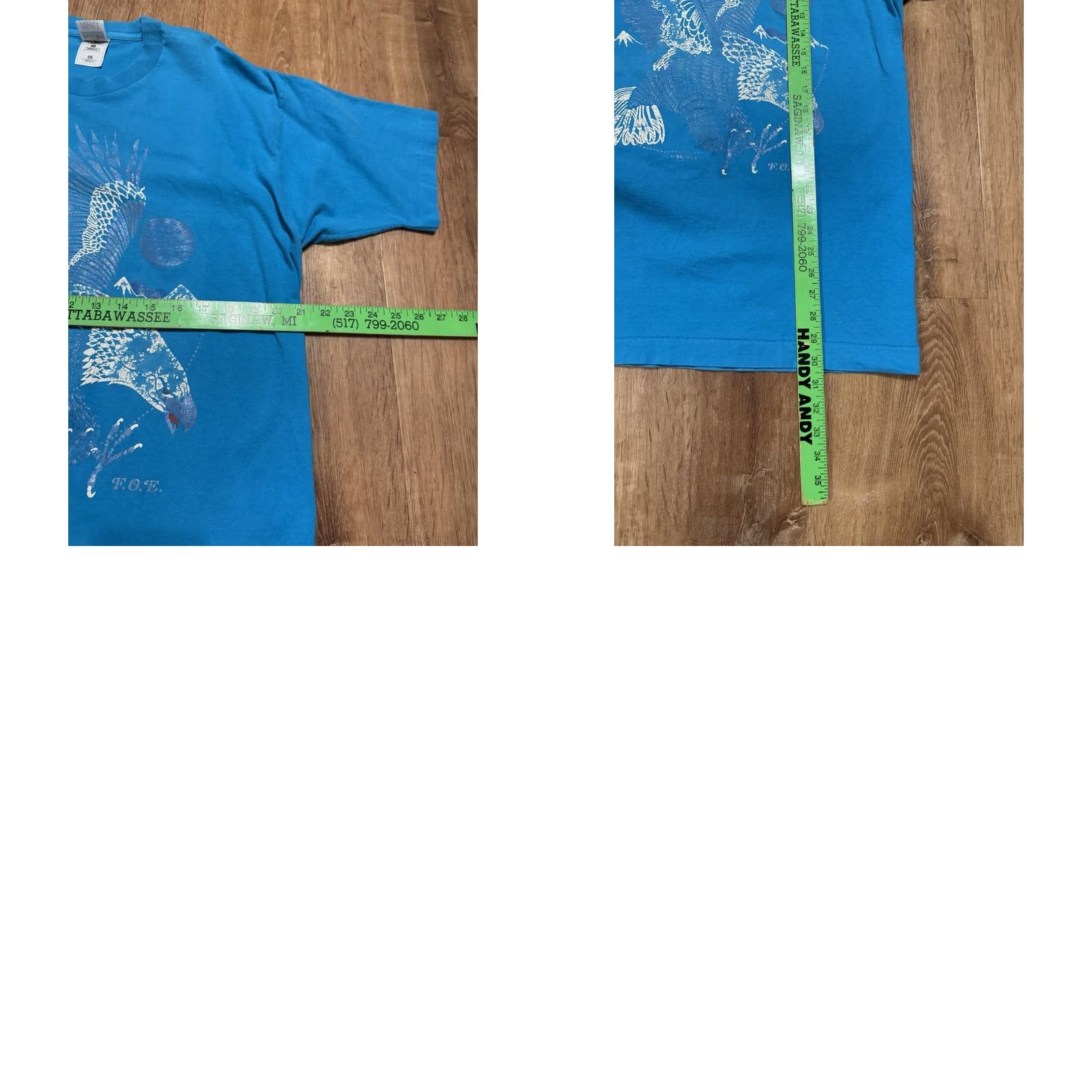 Fruit Of The Loom VINTAGE Fruit of the Loom T-Shirt Mens XL Nature 90s Iridescent Eagle Single Stitch Blue, 90s Mens XL Size US XL / EU 56 / 4 - 8 Thumbnail