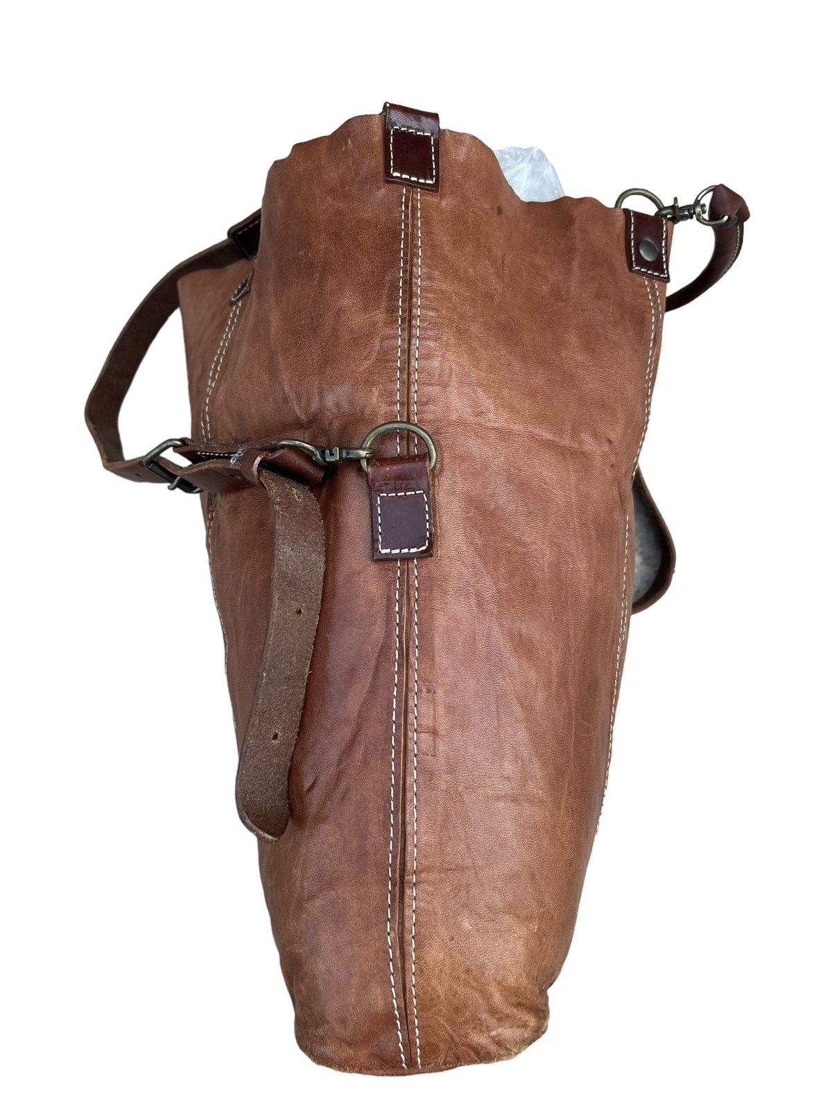 Leather Vintage Rei Japan 2 Way Patina Leather Bag Size ONE SIZE - 13 Thumbnail