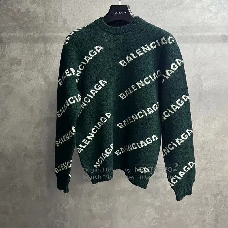 Balenciaga Balenciaga Green Logo Crewneck Sweater. Size US S / EU 44-46 / 1 - 1 Thumbnail