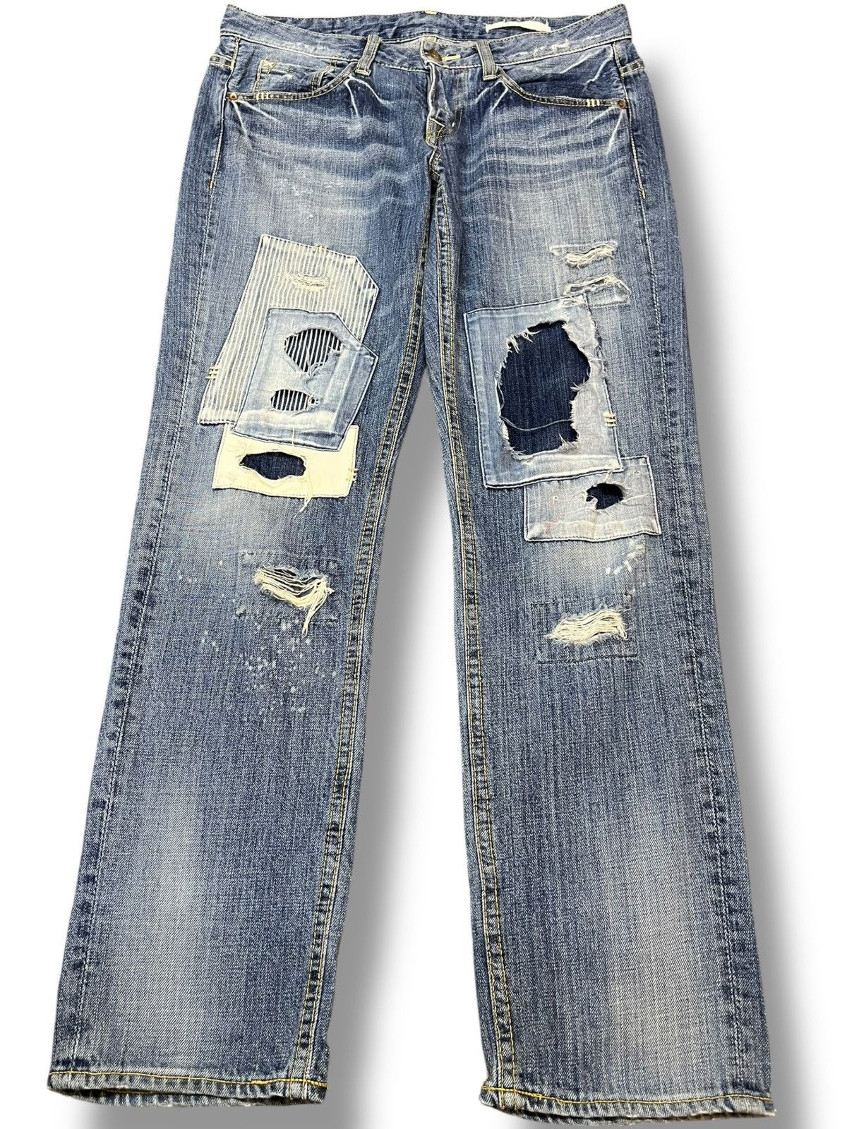 Beauty Beast × Japanese Brand Vintage Japanese Brand Patches Distressed Denim Size US 33 - 1 Thumbnail