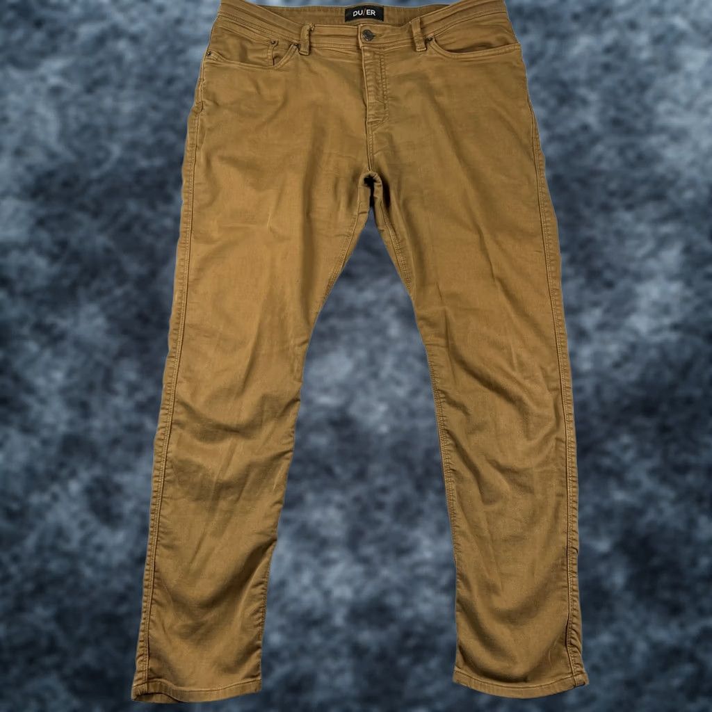 DUER DU/ER Mens Beige Chino Pants N2X Slim Fit Taper Stretch 38x32 Casual Workwear Comfort Size US 38 / EU 54 - 1 Thumbnail