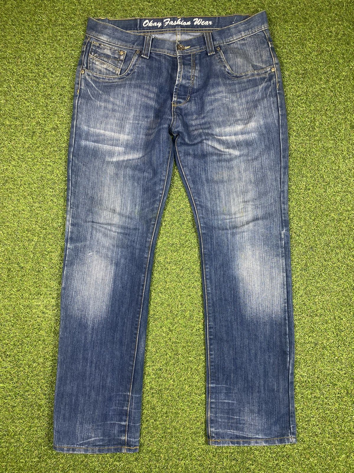 Japanese Brand Vintage Y2k Japanese jeans faded streetwear style size 36x34 Size US 36 / EU 52 - 3 Thumbnail