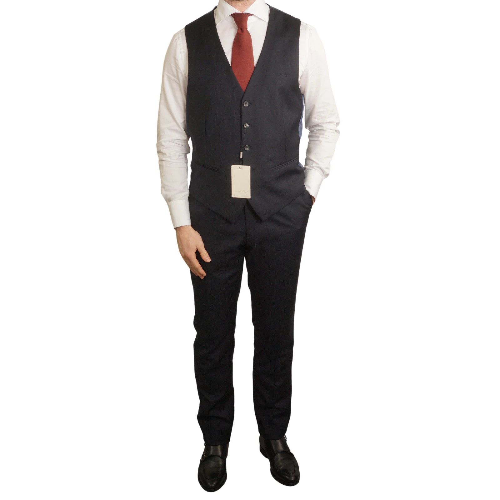 Suitsupply Men Suitsupply 3 Piece Suit La Spalla Navy Peak Lapel US40L Size 40L - 7 Thumbnail