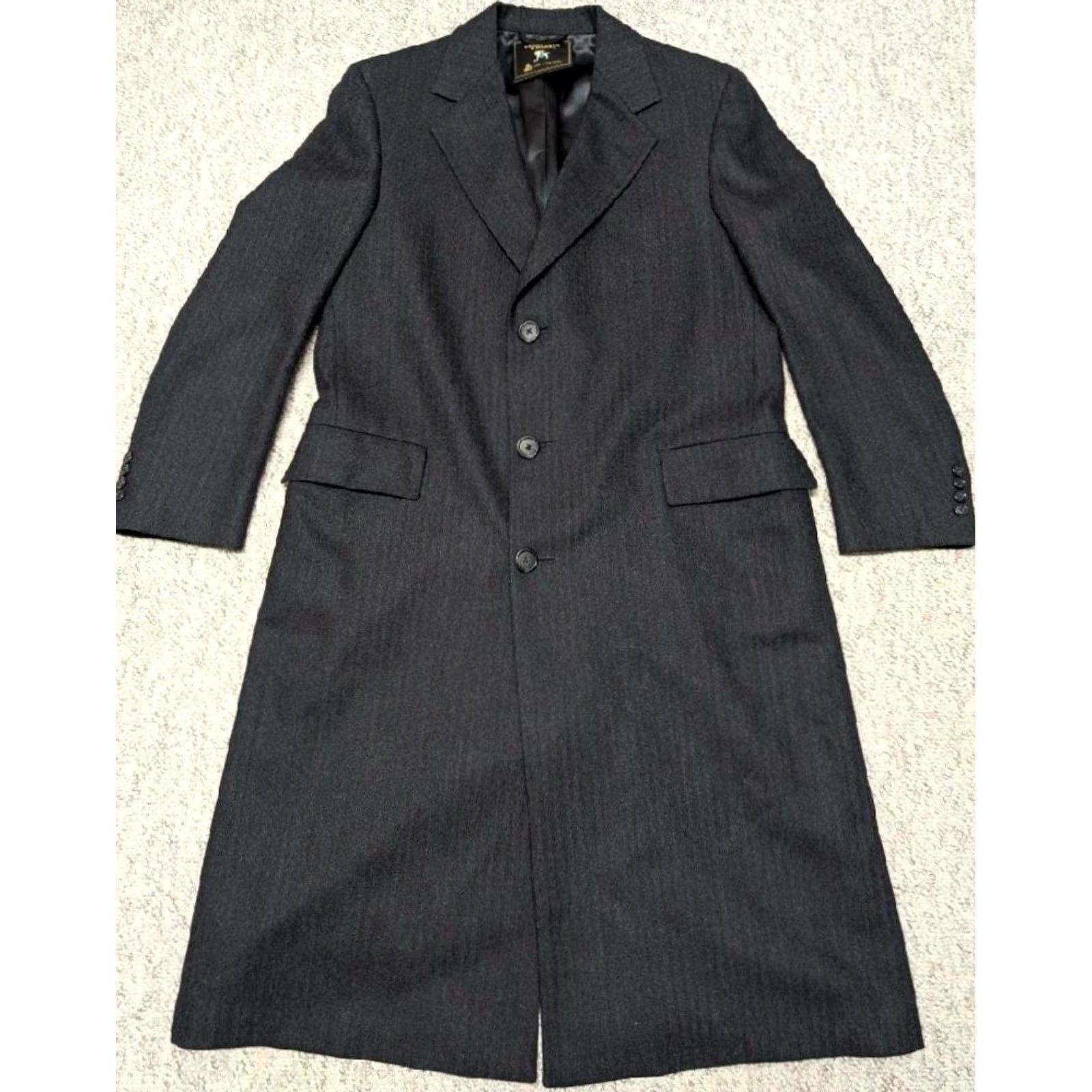Hart Schaffner Marx VINTAGE Hart Schaffner Marx Overcoat Wool Tweed Herringbone Blue 44 Long Coat Wool USA Made Mens Size US L / EU 52-54 / 3 - 3 Thumbnail