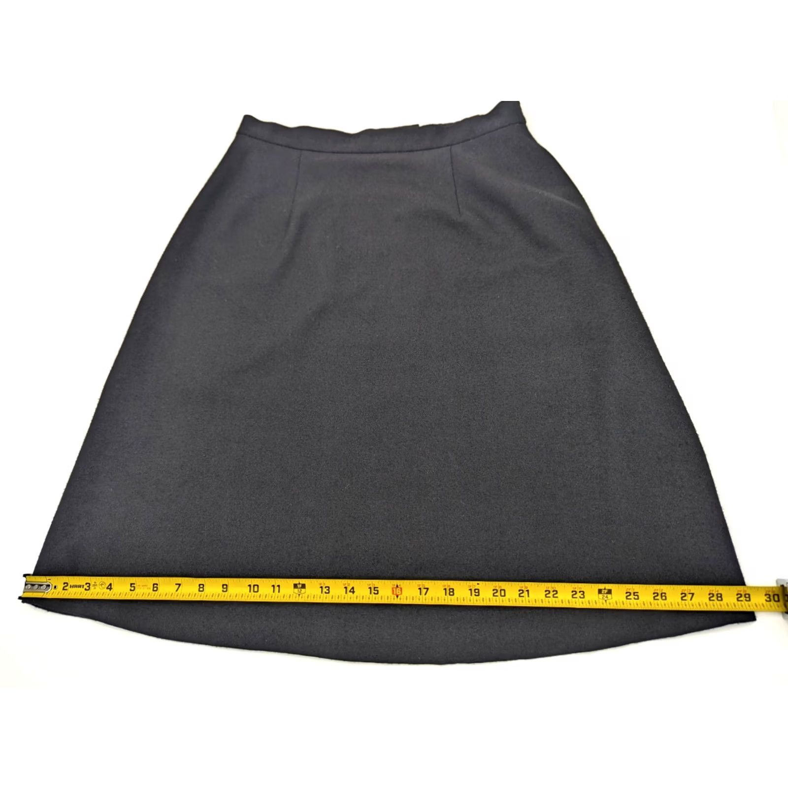 Orvis Orvis Skirt Women 10P Pleated Knee Length Black Polyester Tweed Vintage 90s Style Slit Elastic Waist Wool-Look Button Zip Closure Size 10P Petite Size 32" / US 10 / IT 46 - 2 Thumbnail